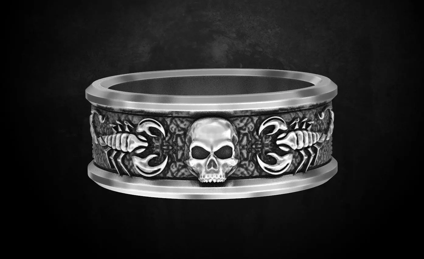 Scorpion ring and skull 137 3D print model_0