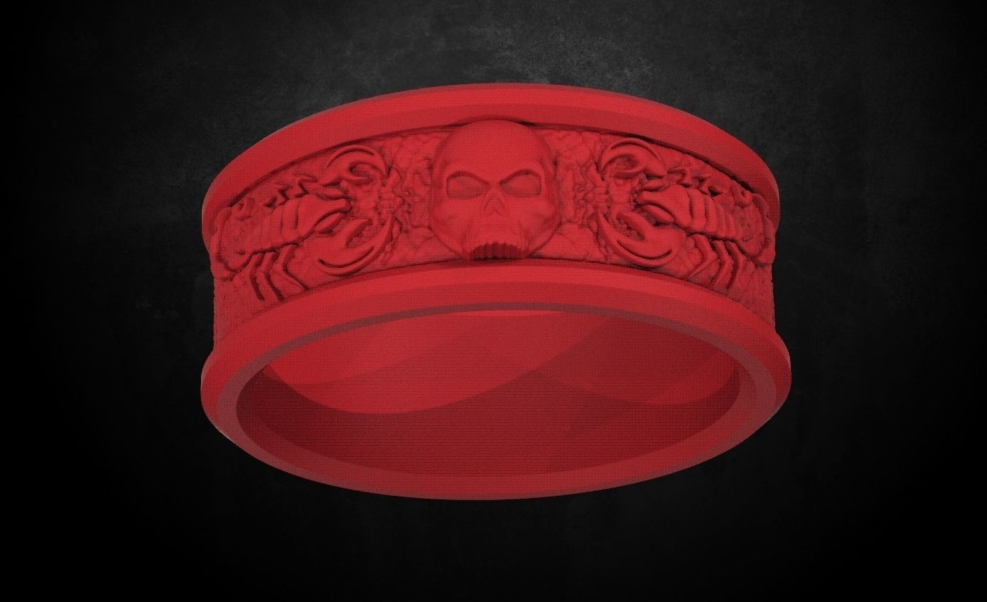 Scorpion ring and skull 137 3D print model_7