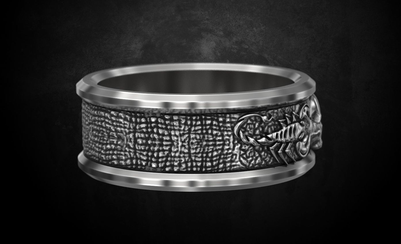 Scorpion ring and skull 137 3D print model_2