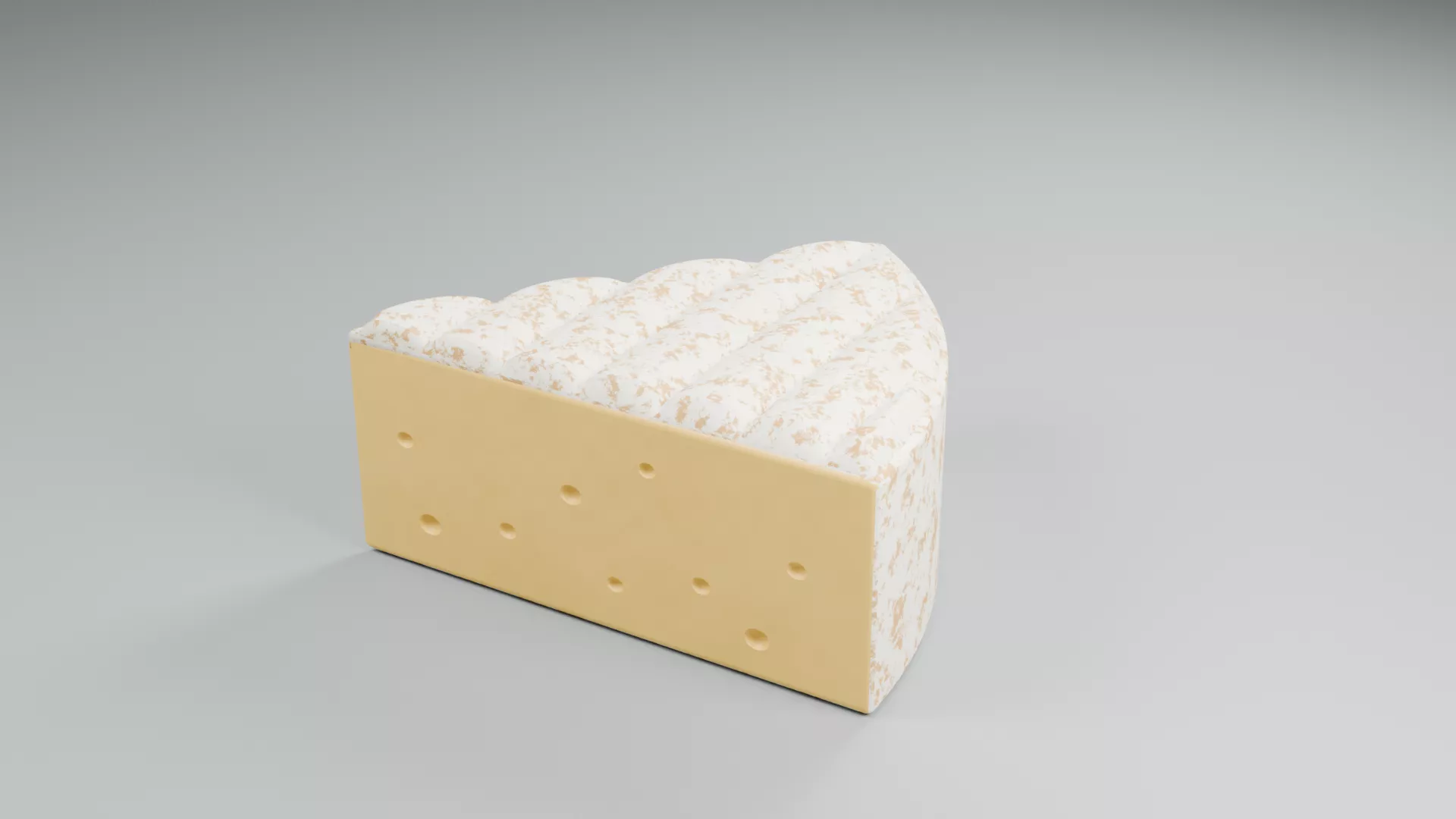 Broad Brie Wedge with White Rind Low-poly 3D model