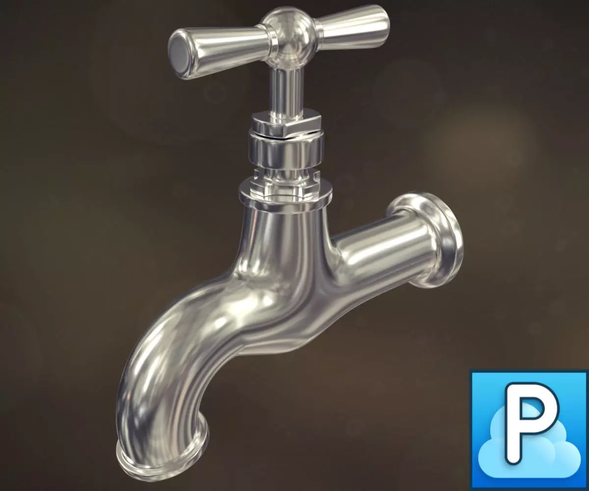 Old faucet tap 3D model_0