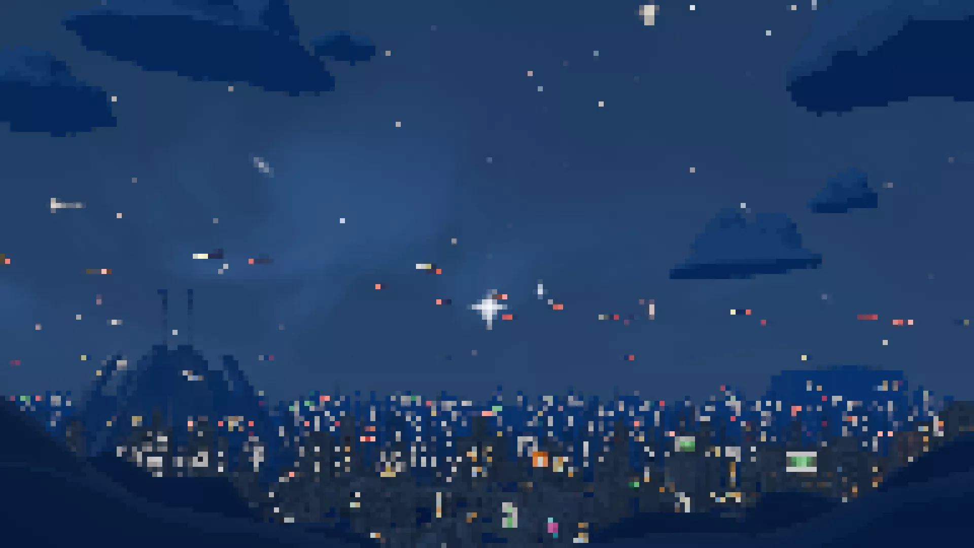Sci-Fi City Skyline Sunrise to Night Seamless Pixelated Loop 3D model