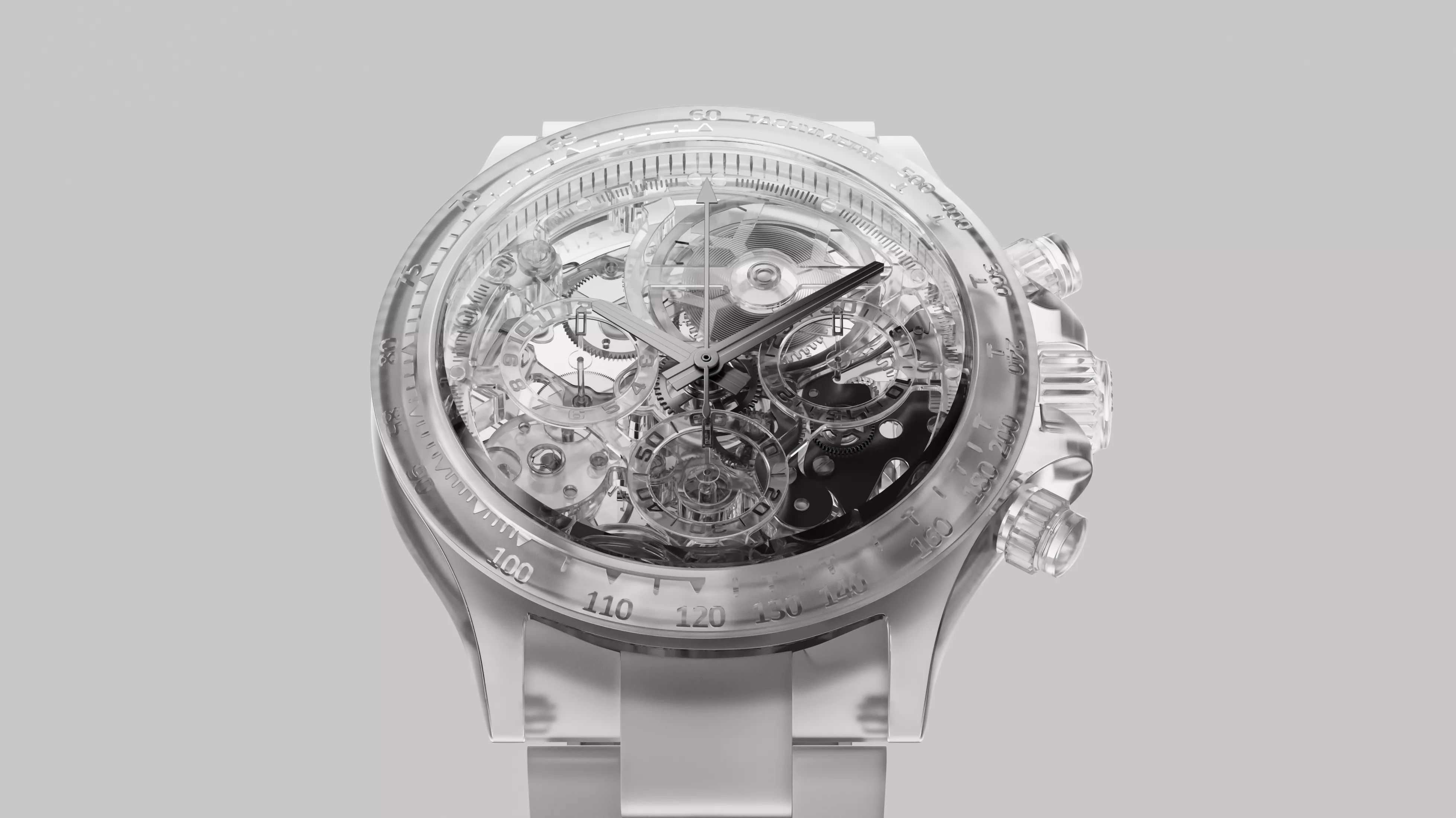 Rolex Skeleton Cosmograph Daytona Transparent Case Mechanical 3D model