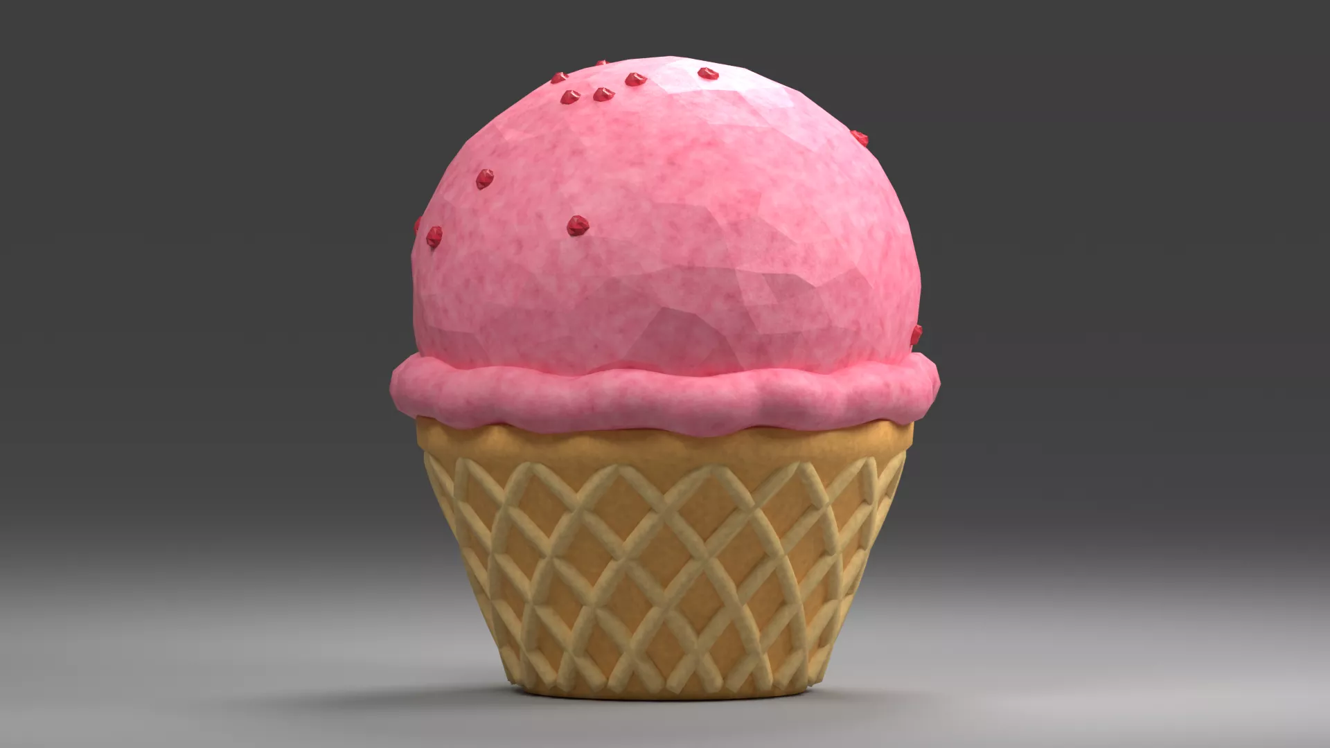 Large Berry Scoop in Waffle Bowl Low-poly 3D model