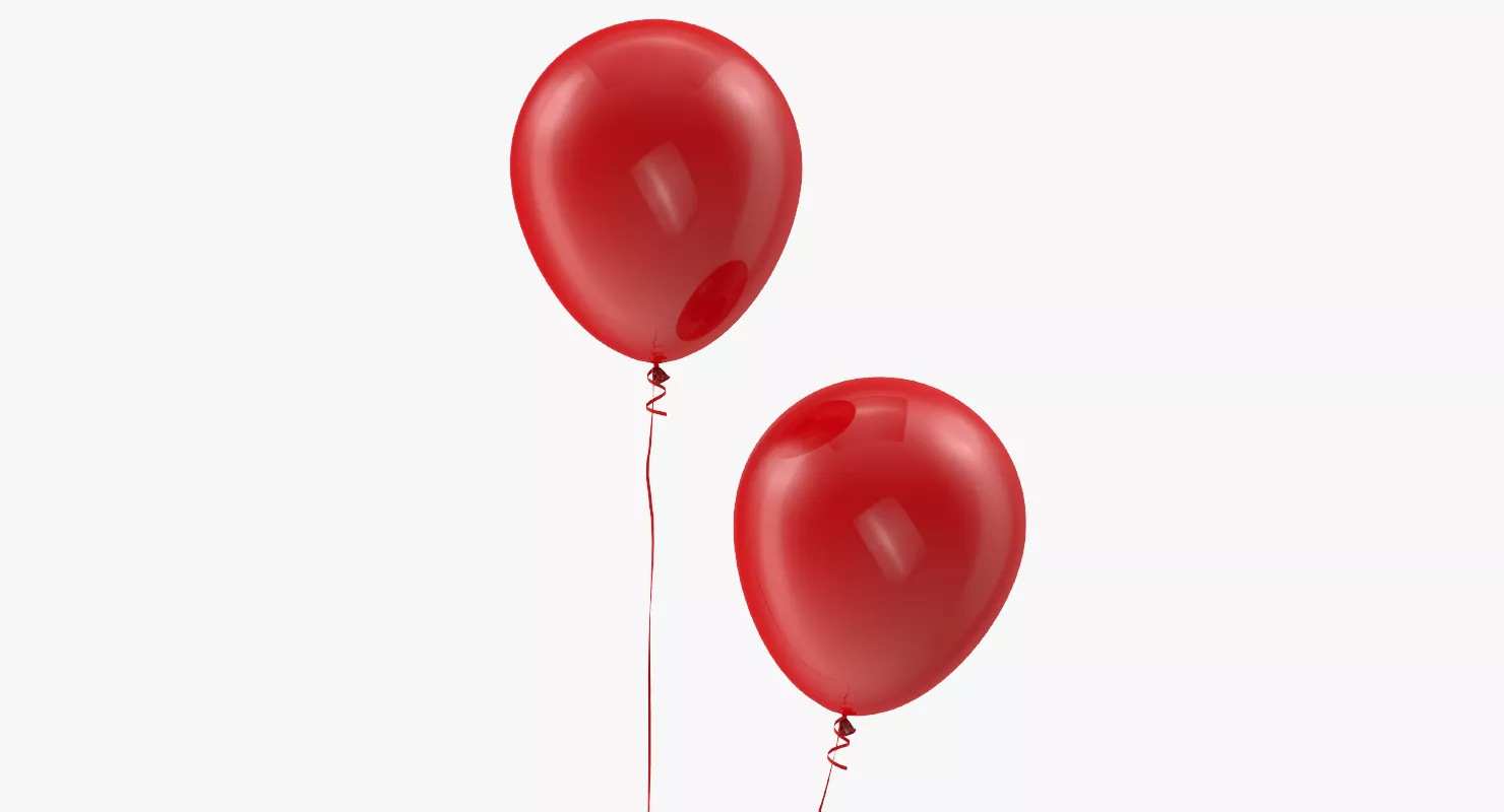 Red Balloon with Ribbon 3D model