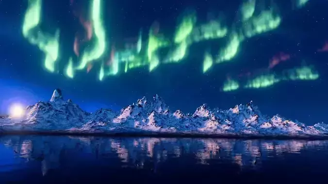 MOUNTAIN AURORA BOREALIS 3D model