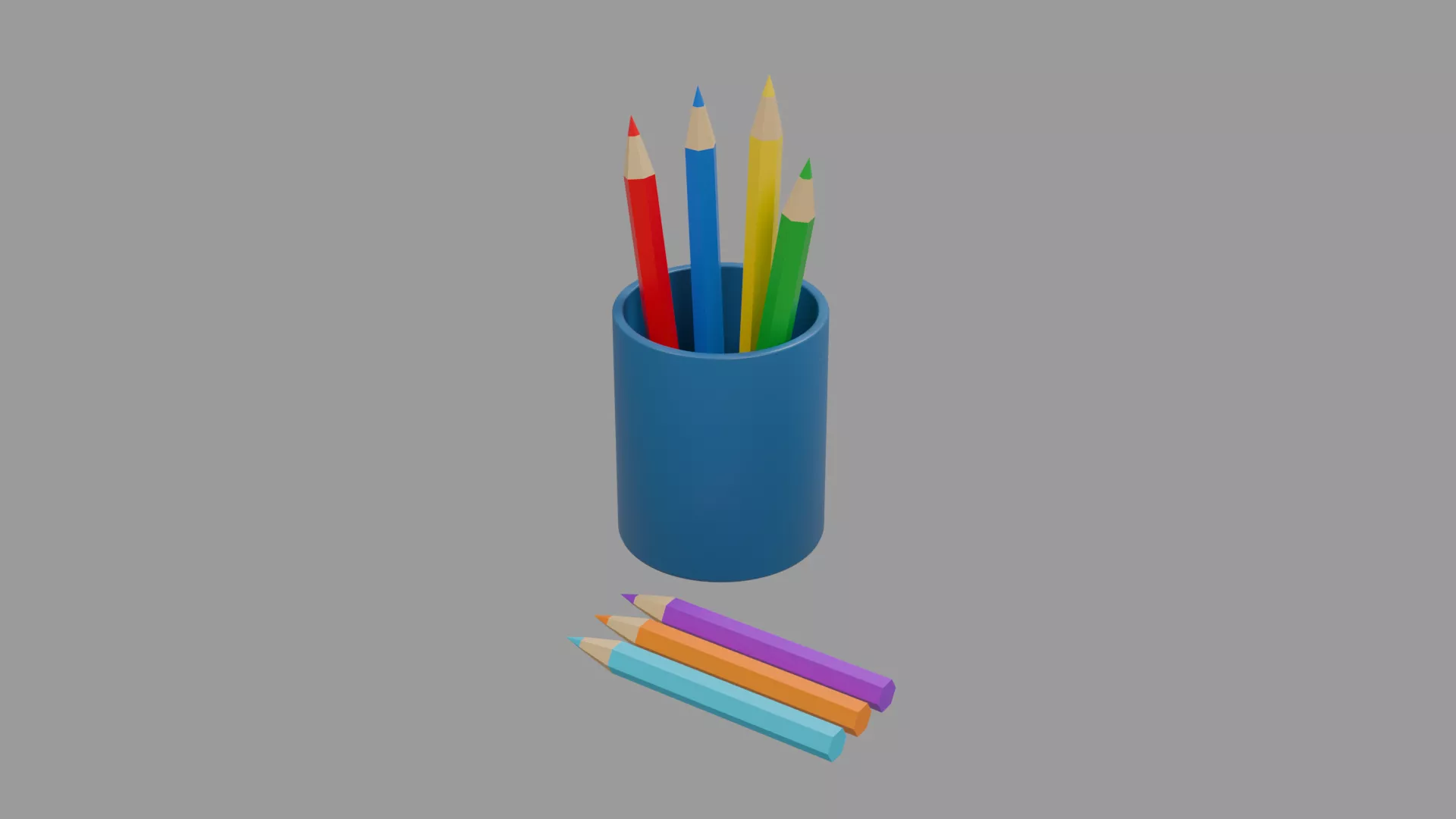 Cartoon Colored Pencils Low-poly 3D model