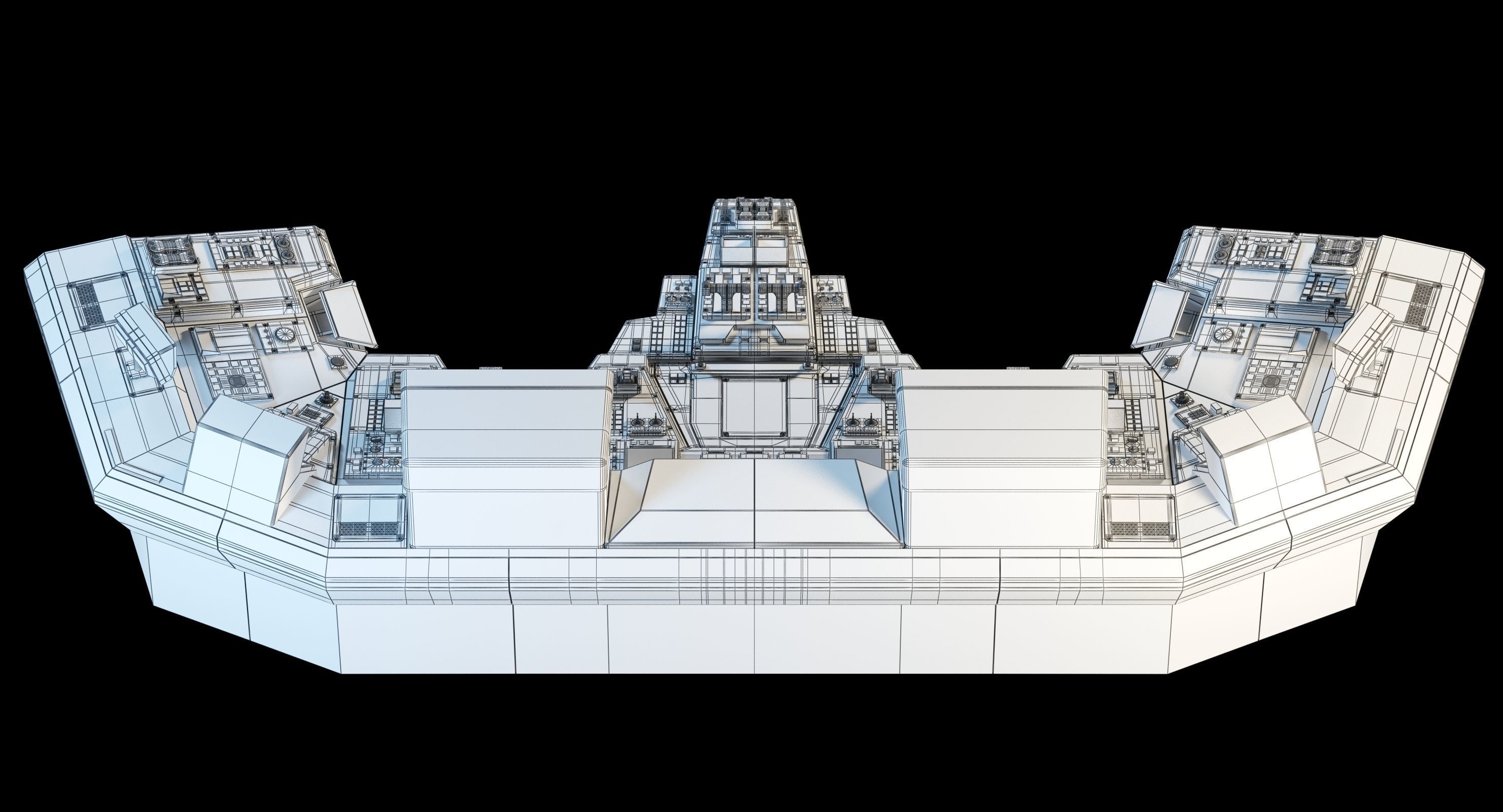 Spaceship bridge textured 3D model_23