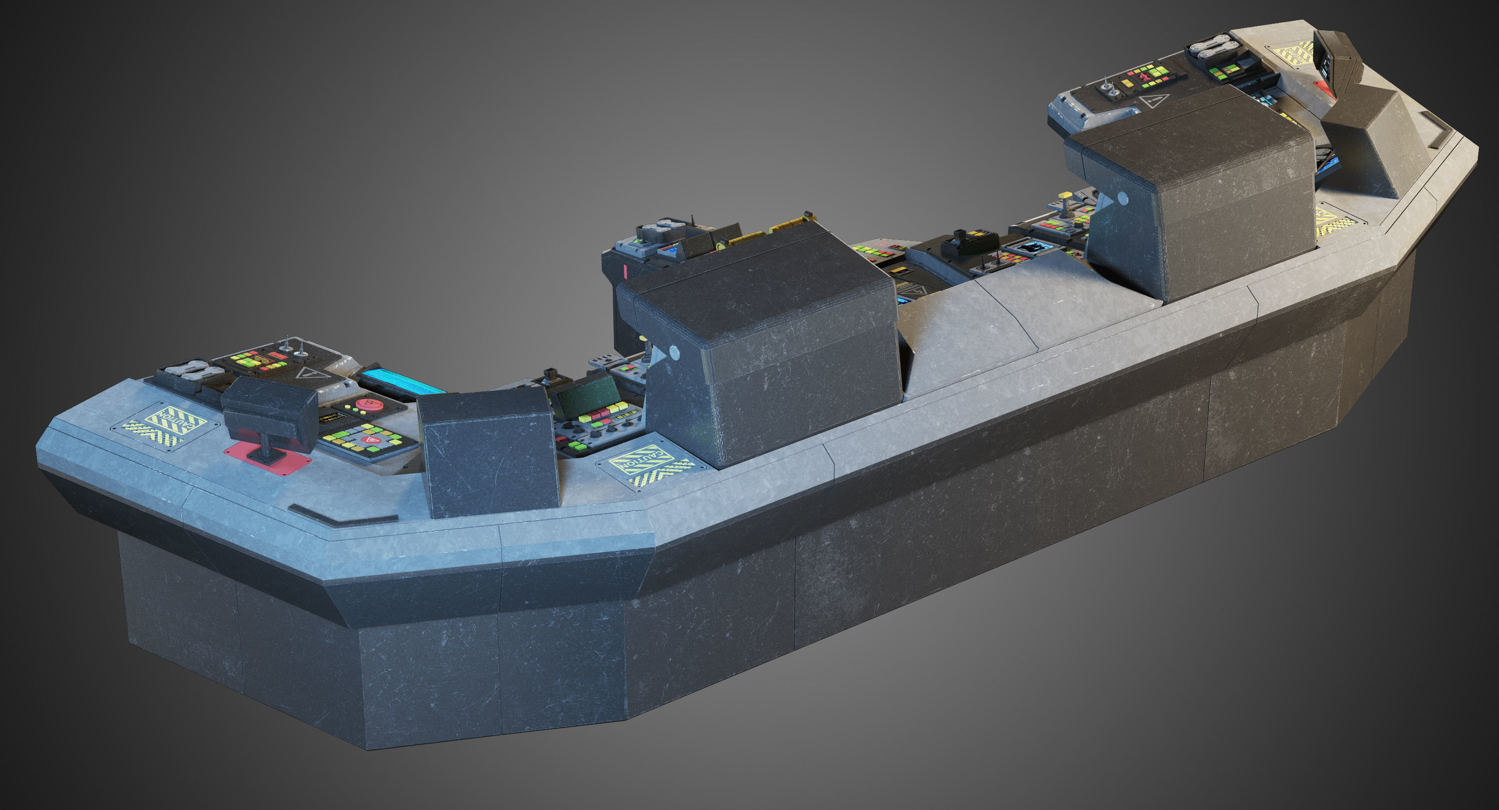 Spaceship bridge textured 3D model_4