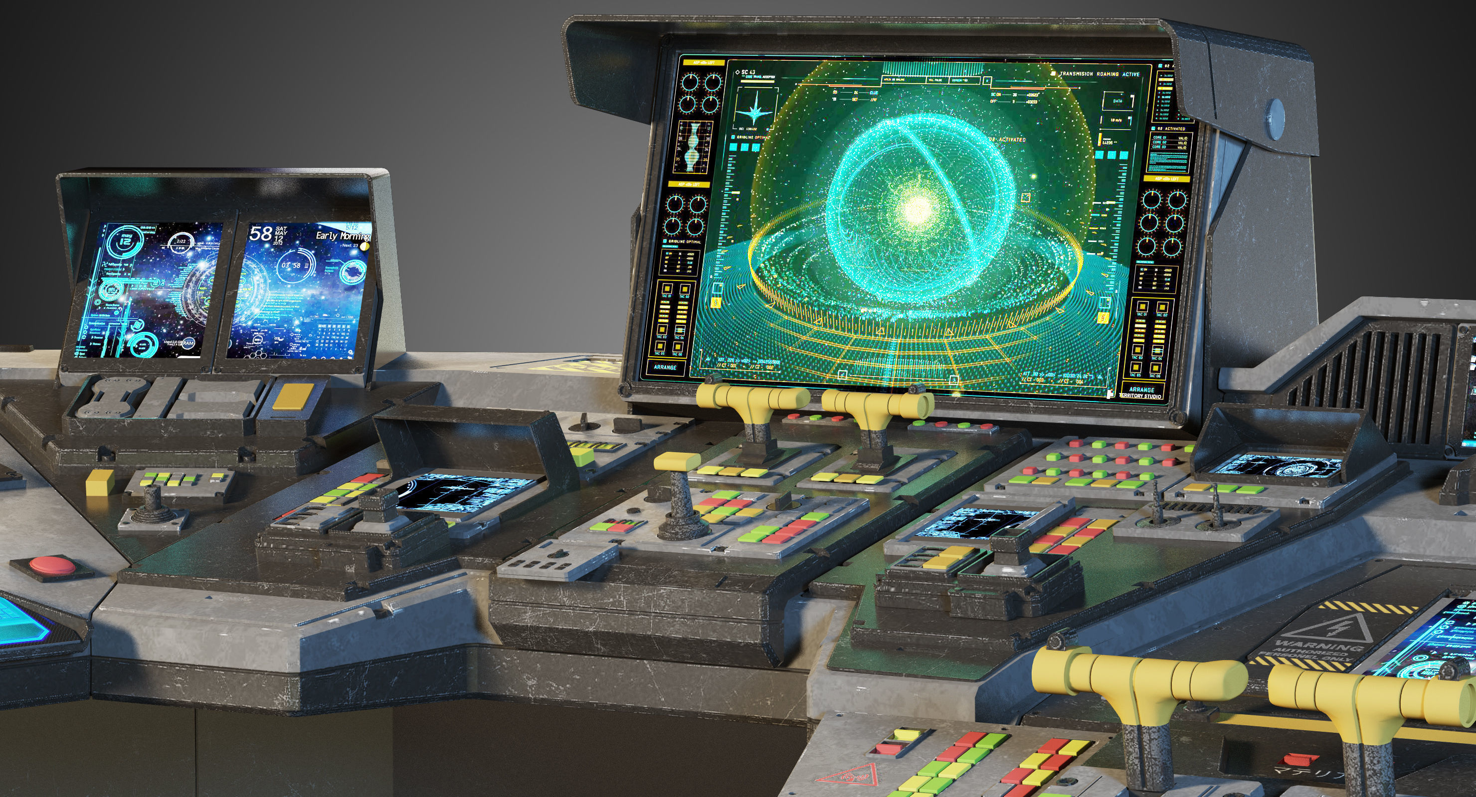 Spaceship bridge textured 3D model_8