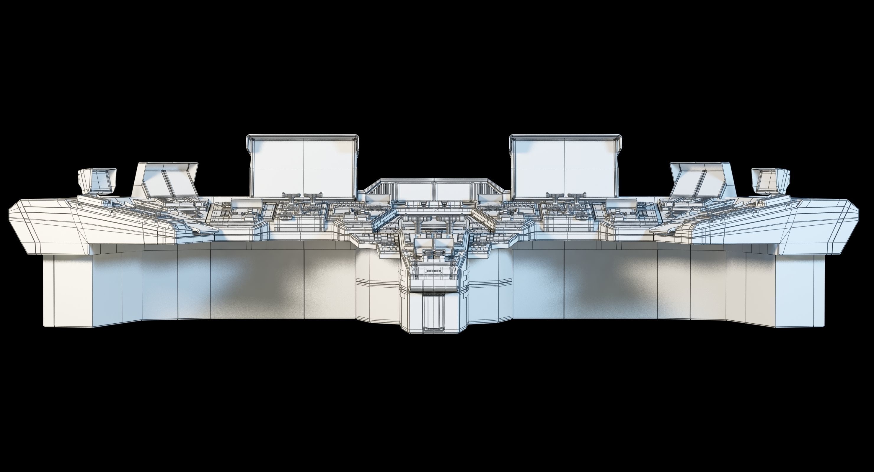 Spaceship bridge textured 3D model_24