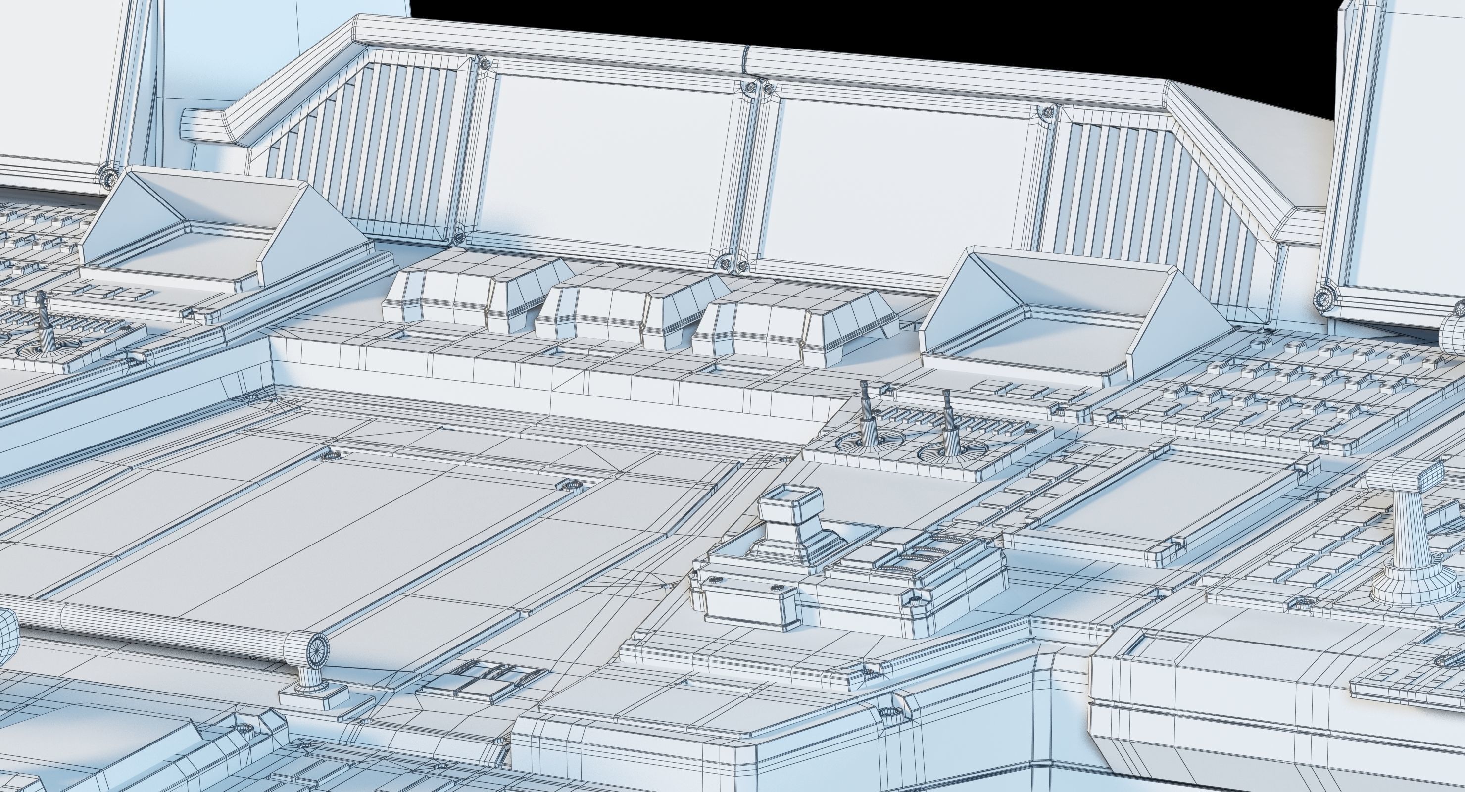 Spaceship bridge textured 3D model_30