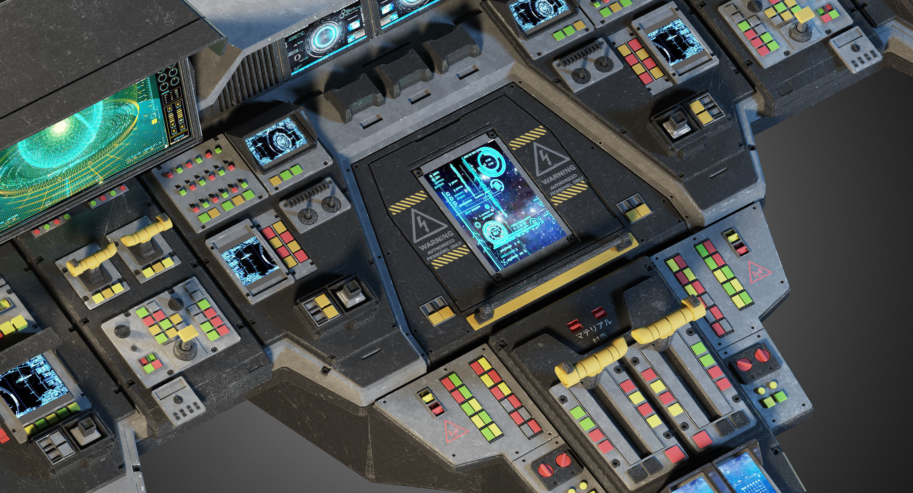 Spaceship bridge textured 3D model_13