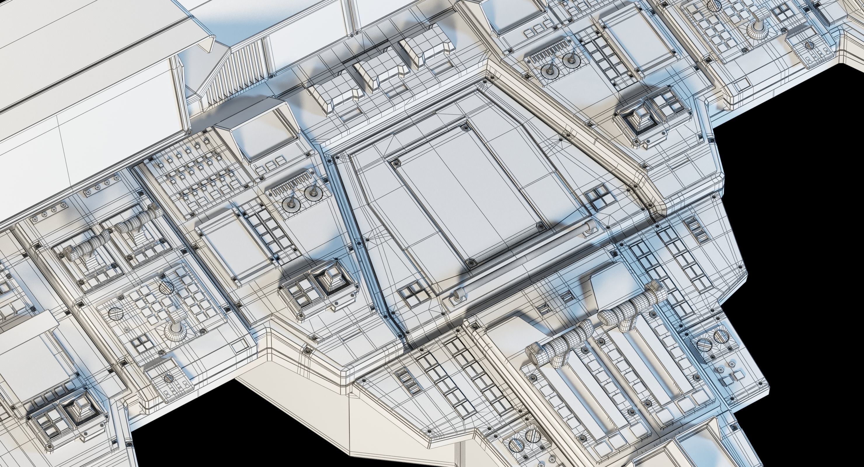 Spaceship bridge textured 3D model_33