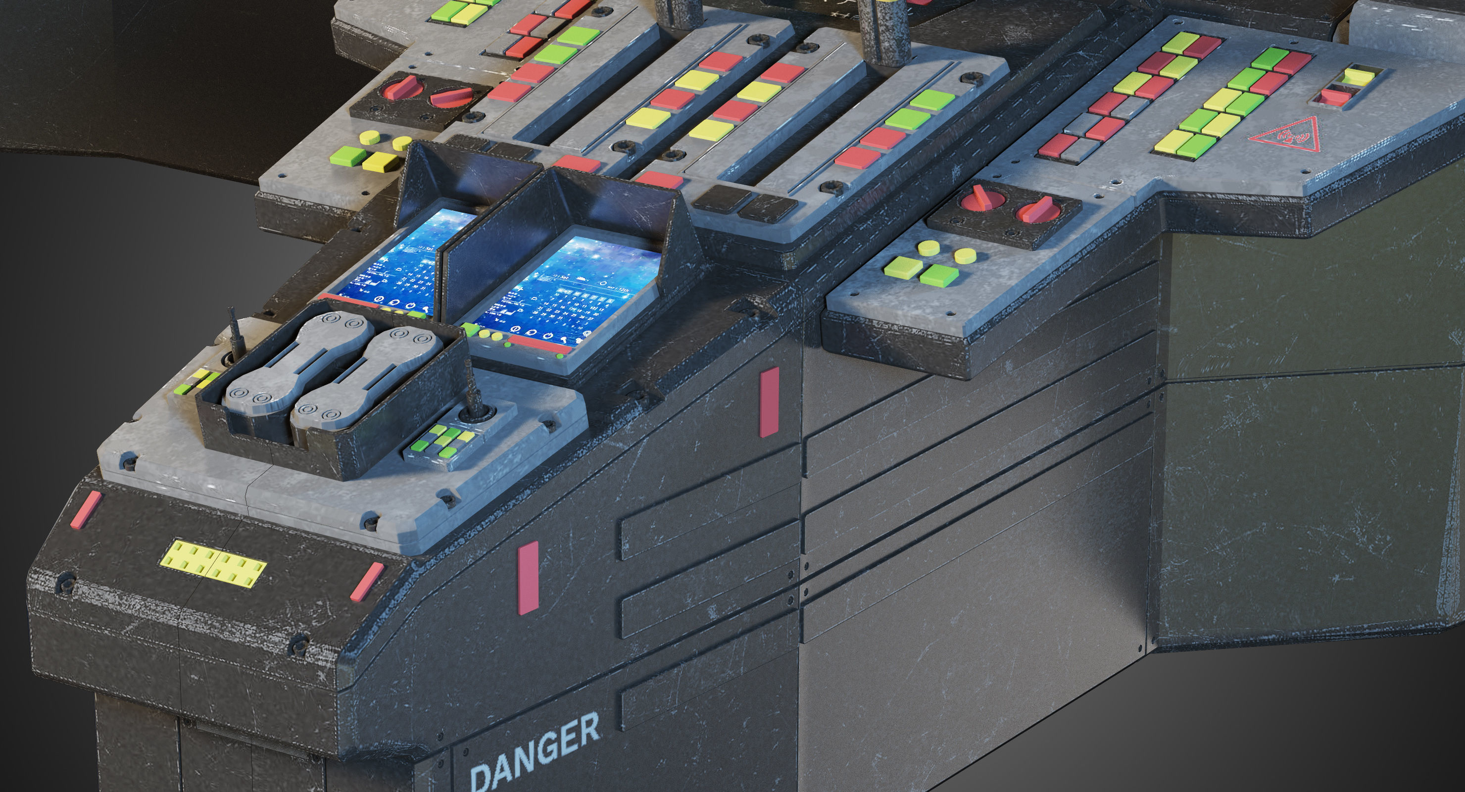 Spaceship bridge textured 3D model_14