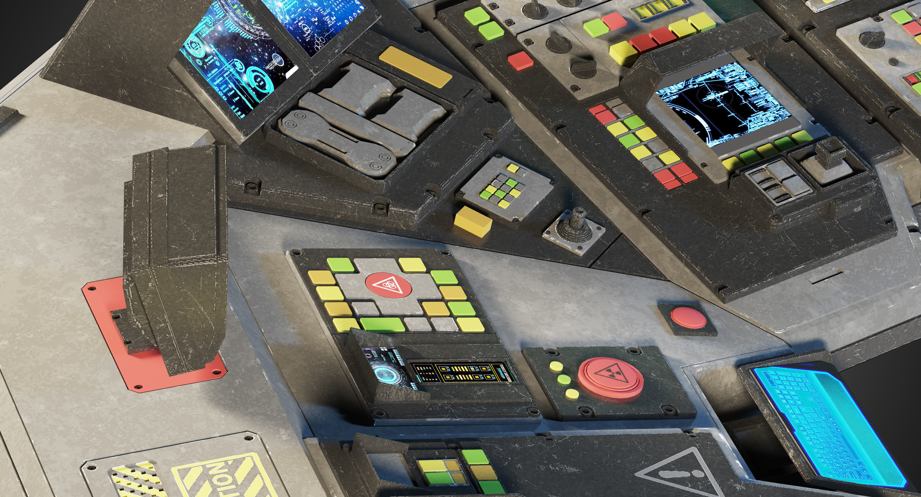 Spaceship bridge textured 3D model_10