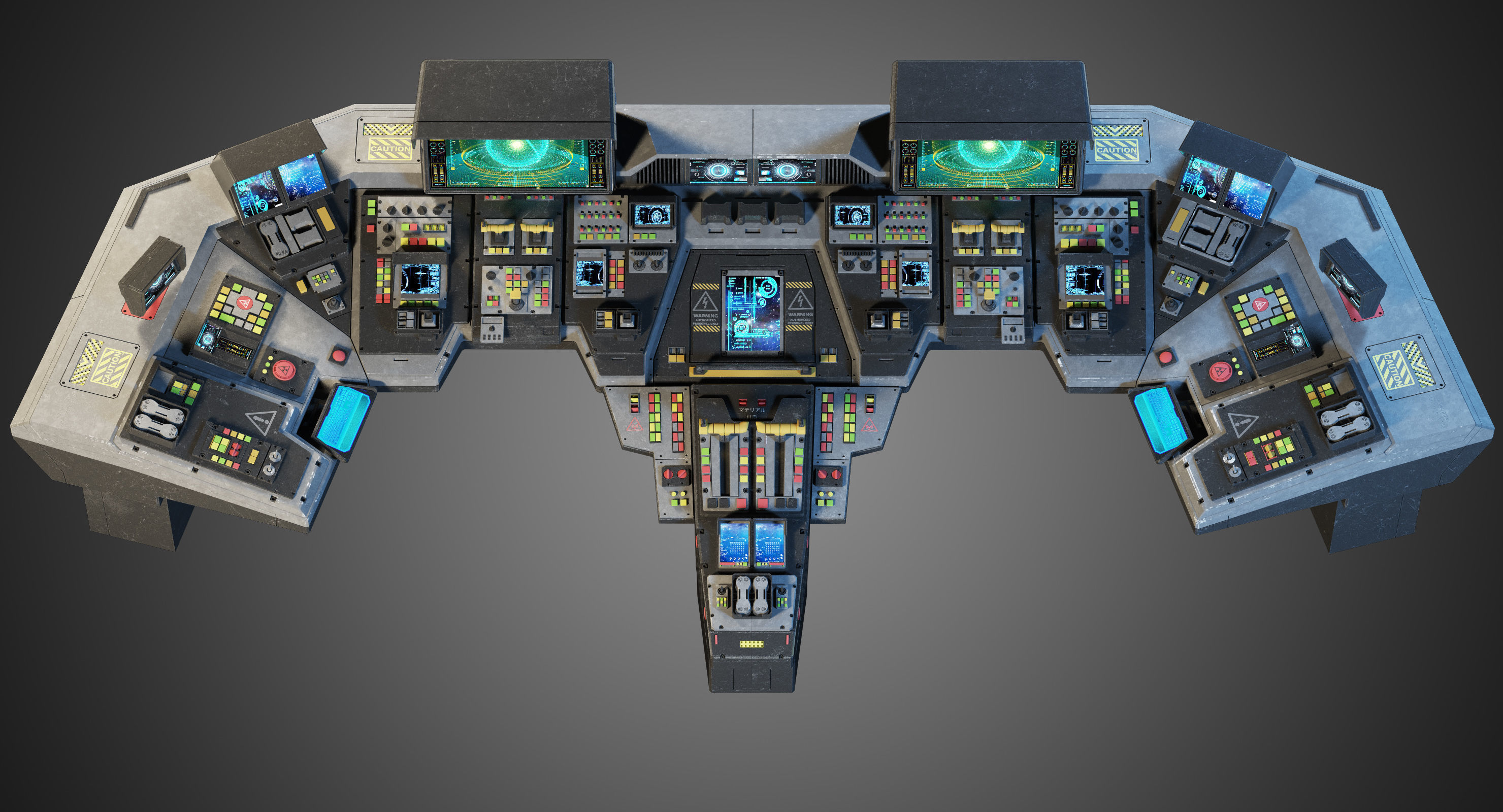 Spaceship bridge textured 3D model_2