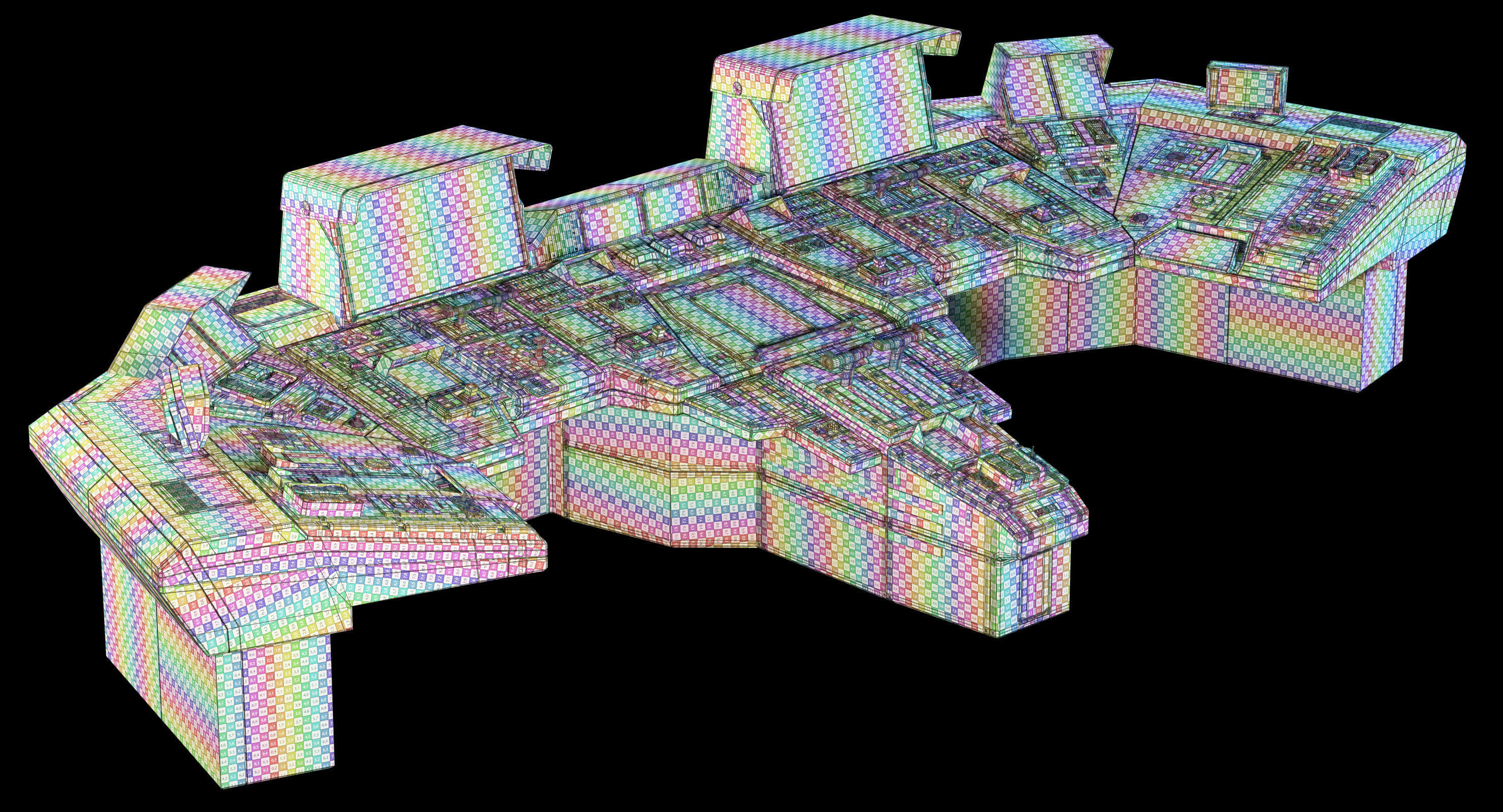 Spaceship bridge textured 3D model_18