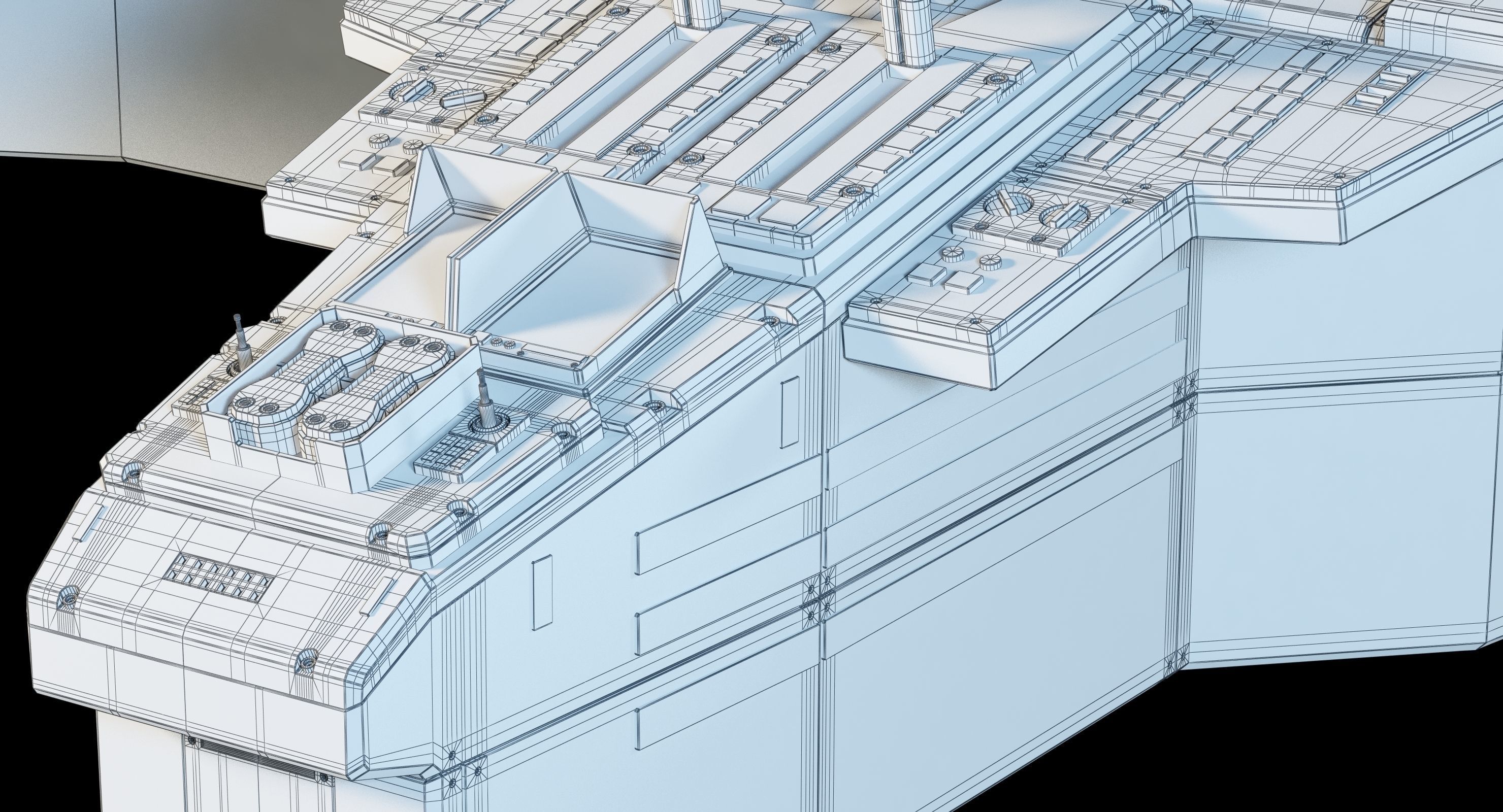 Spaceship bridge textured 3D model_31