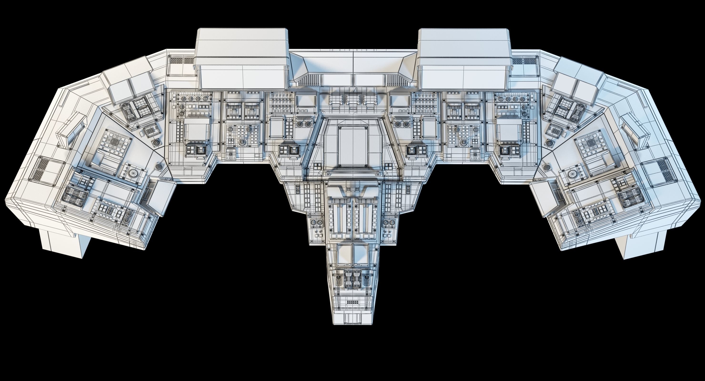Spaceship bridge textured 3D model_22
