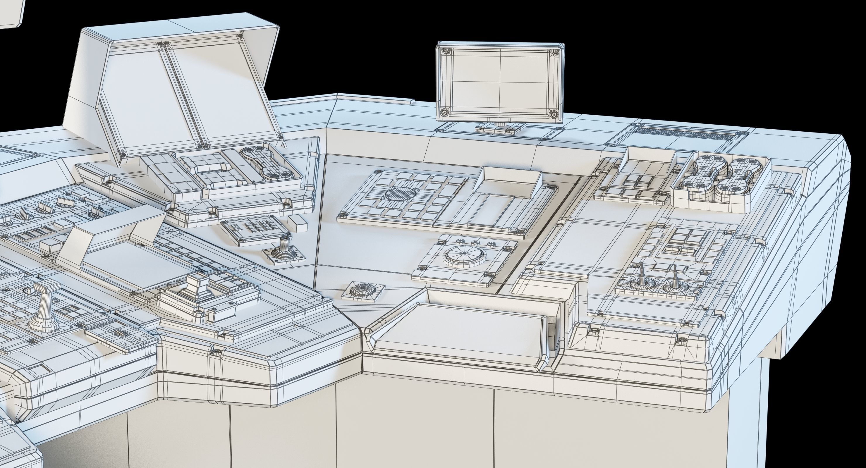 Spaceship bridge textured 3D model_26