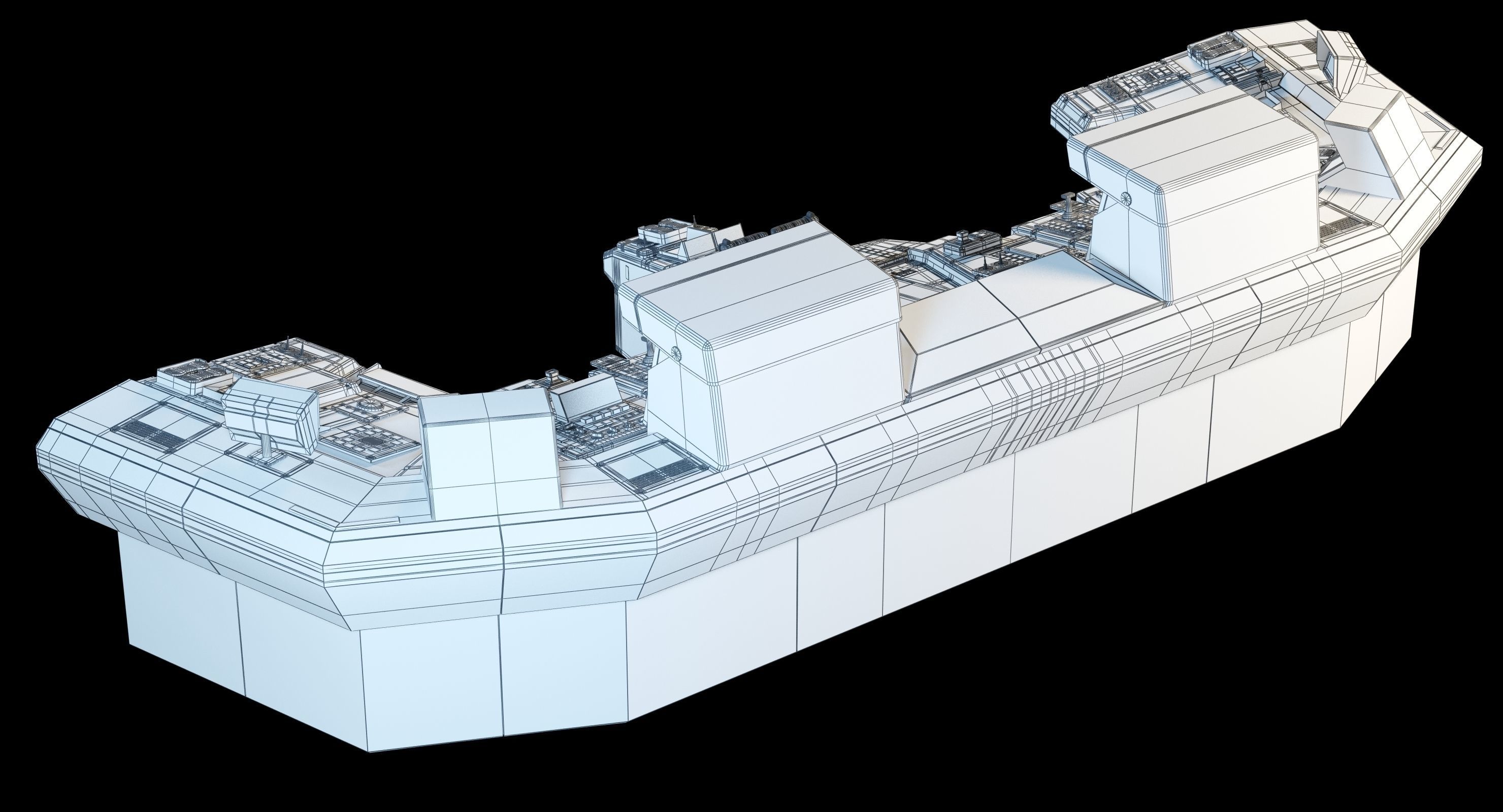 Spaceship bridge textured 3D model_21