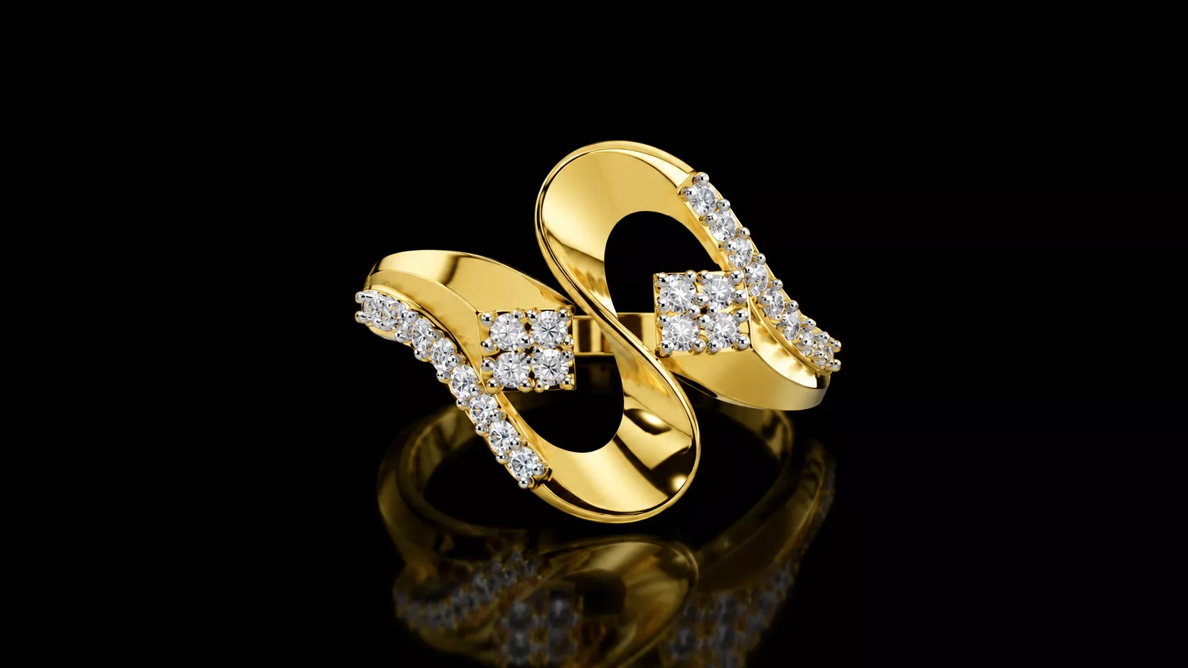 Elegant Diamond Twist Ring 3D print model