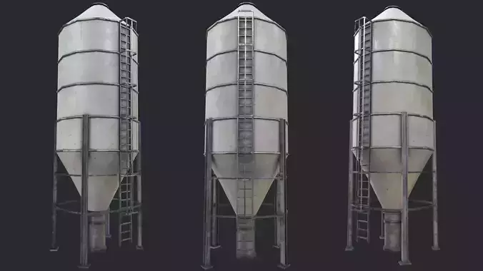 Farm Silo 3 PBR Low-poly 3D model