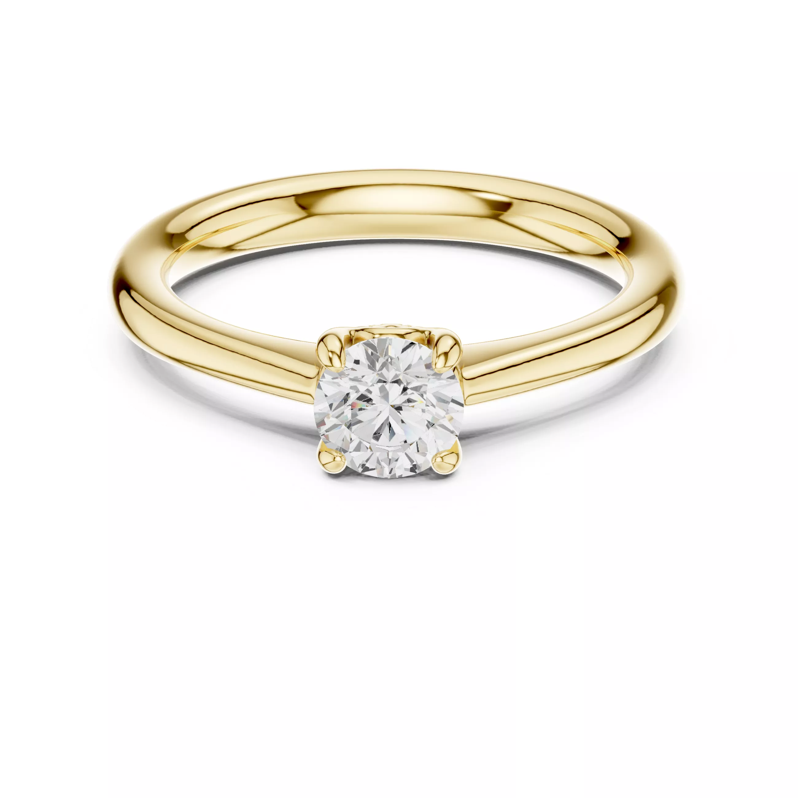 Round Cut Classic Solitaire Ring 3D print model