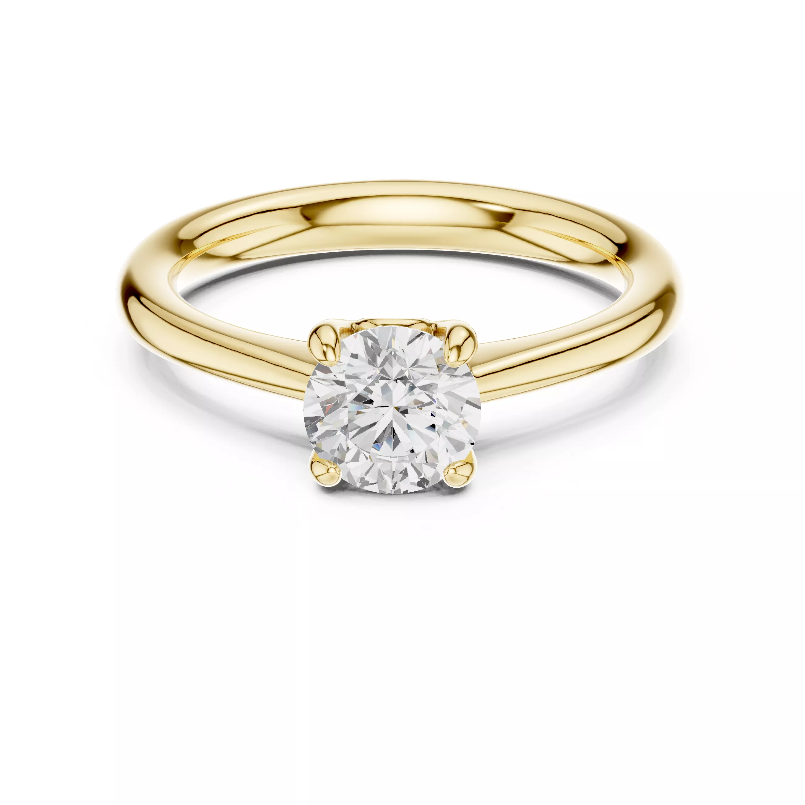 Round Cut Classic Solitaire Ring 3D print model
