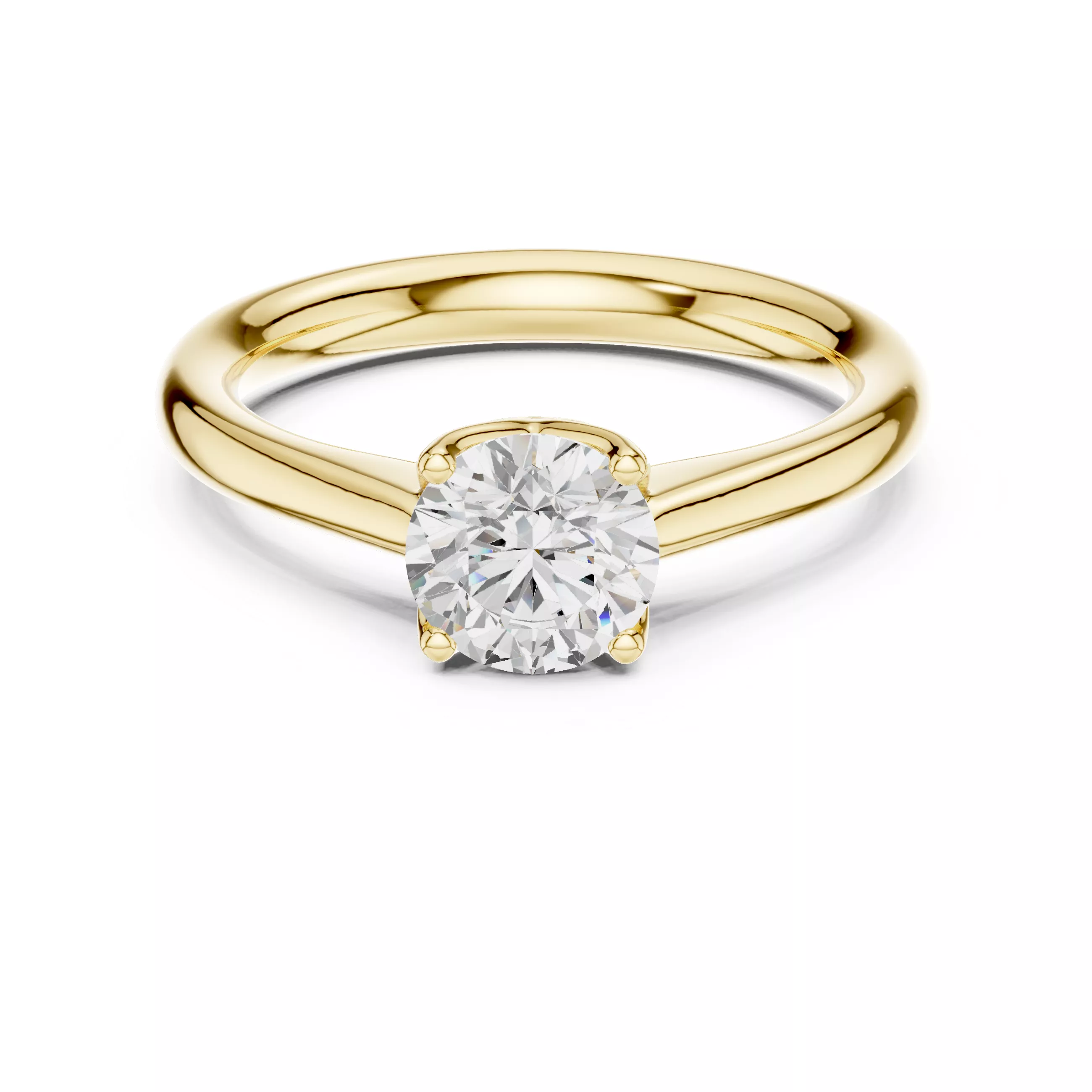Round Cut Classic Solitaire Ring 3D print model