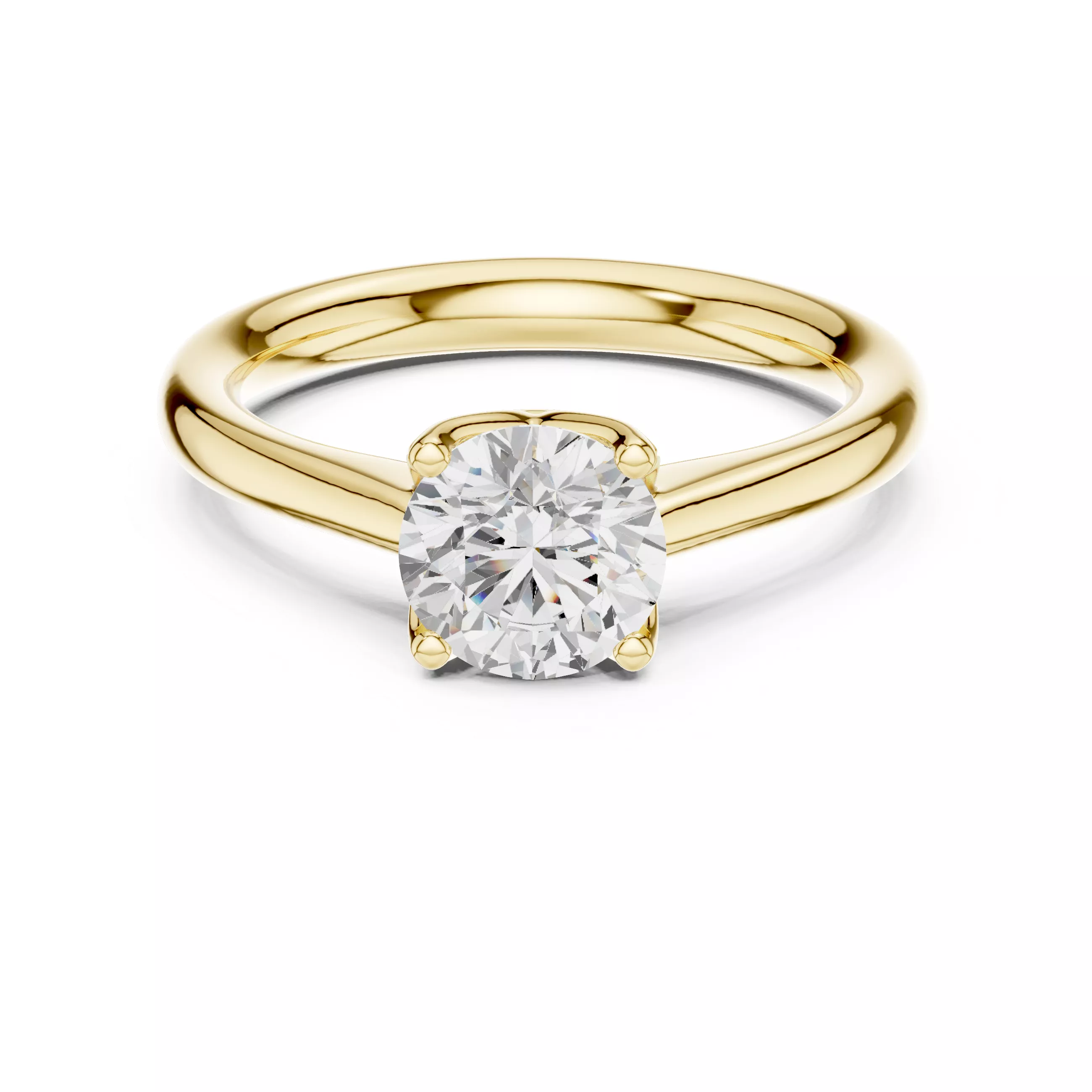 Round Cut Classic Solitaire Ring 3D print model