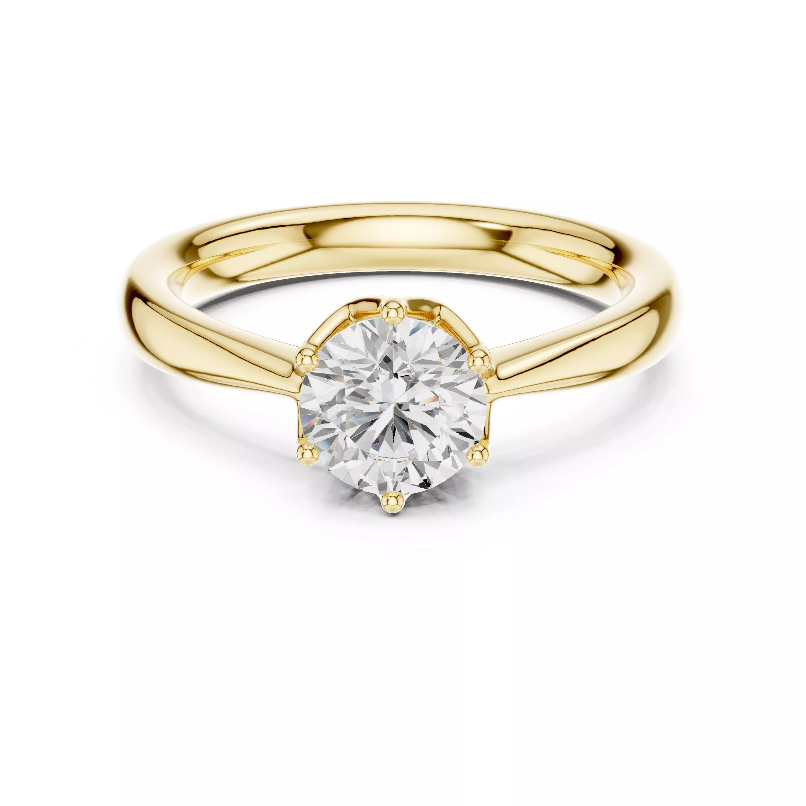 Round Cut Six-Prong Solitaire Ring 3D print model