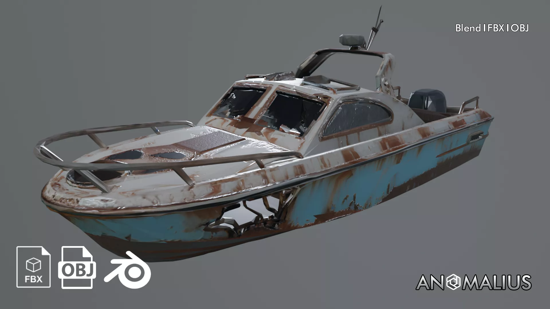 speedboat wreck Free 3D model