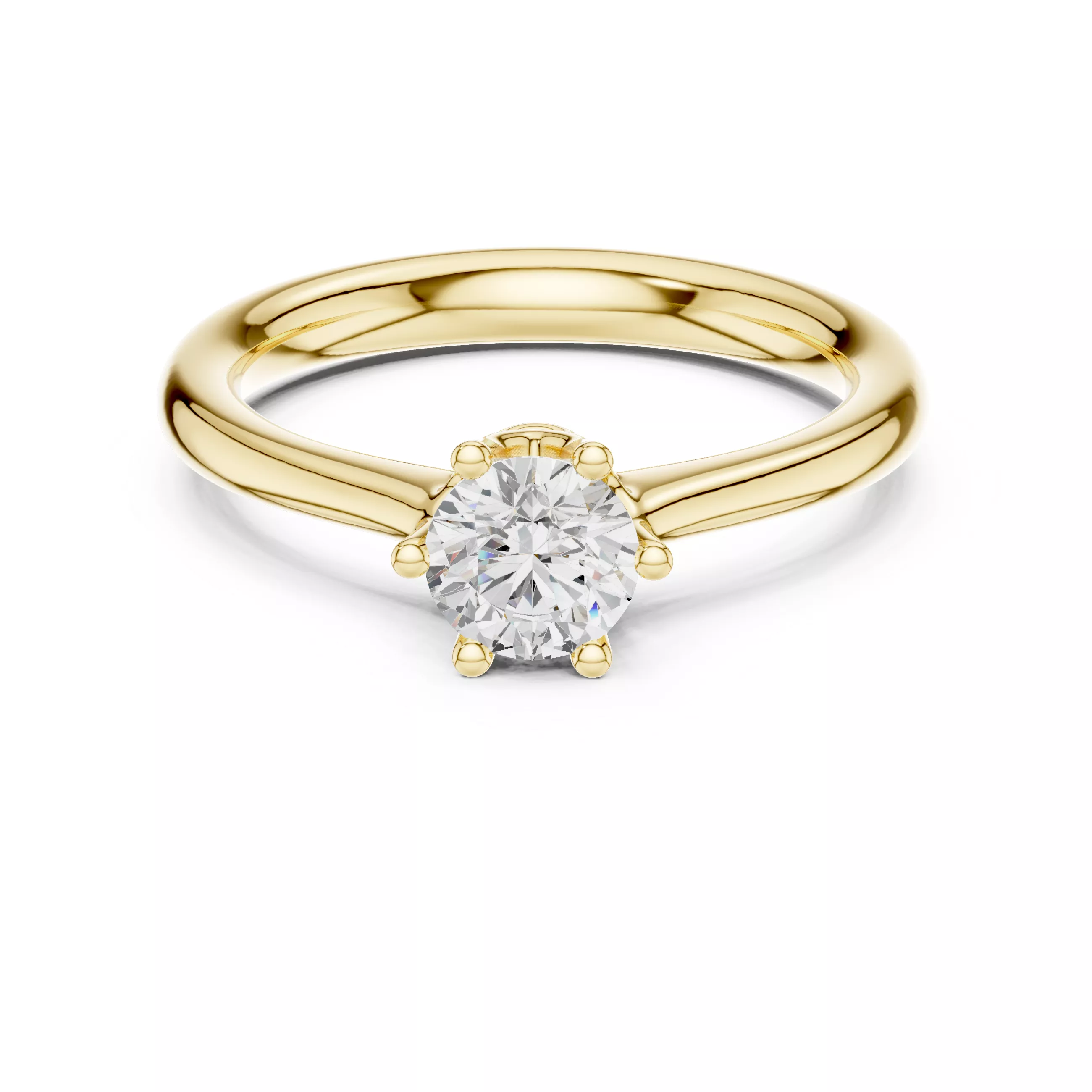 Round Cut Six-Prong Solitaire Ring 3D print model