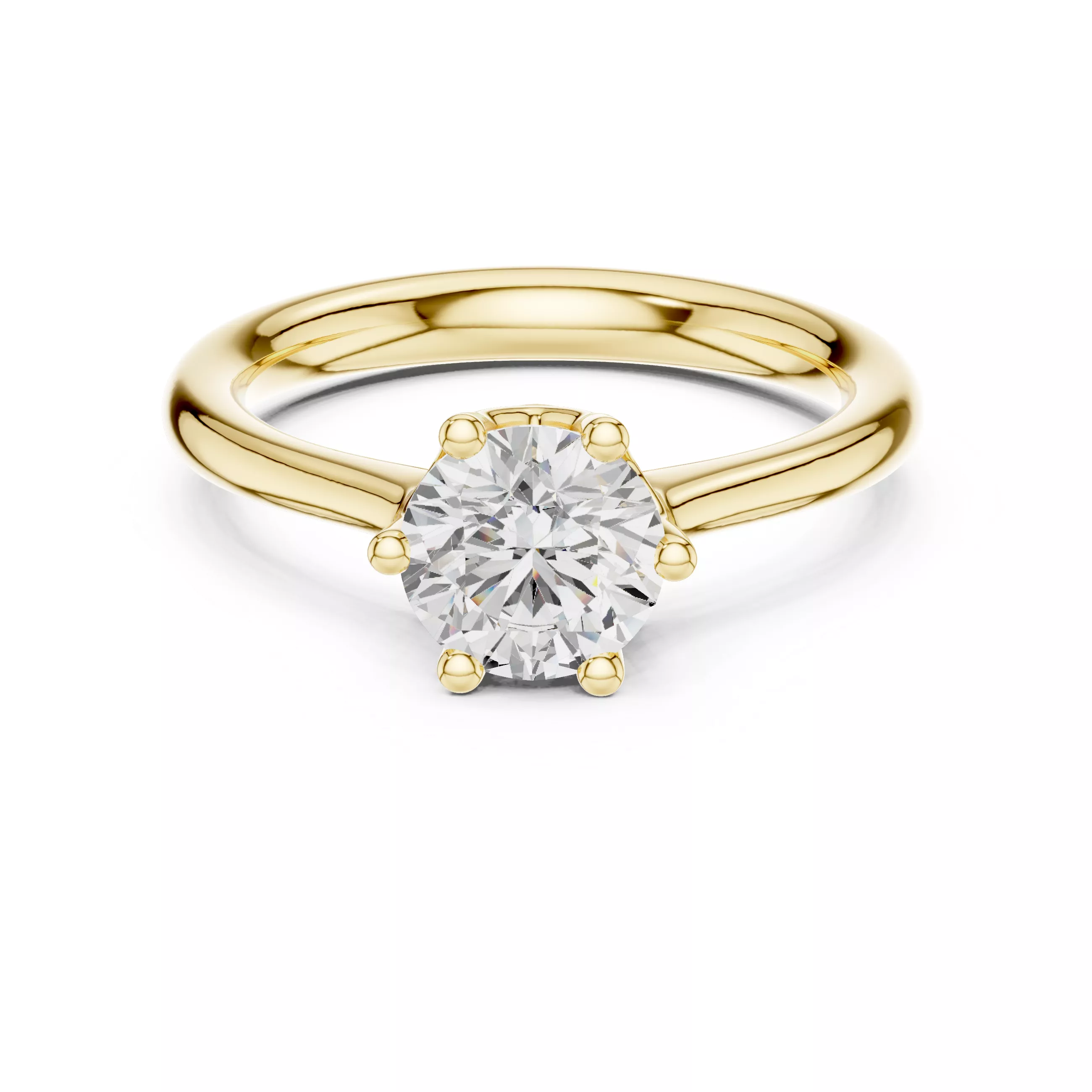 Round Cut Six-Prong Solitaire Ring 3D print model
