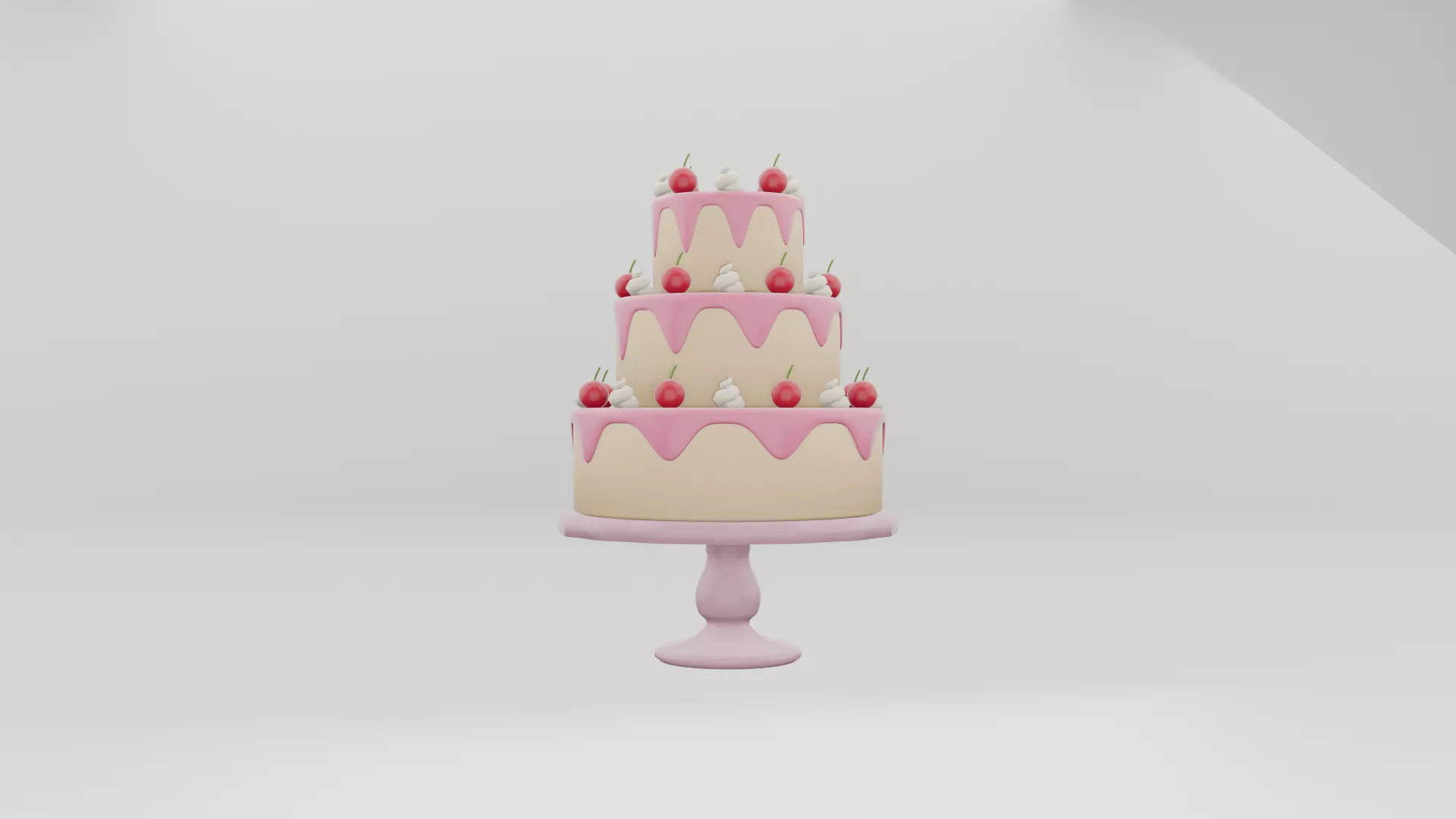Cartoon Birthday Cake Low-poly 3D model