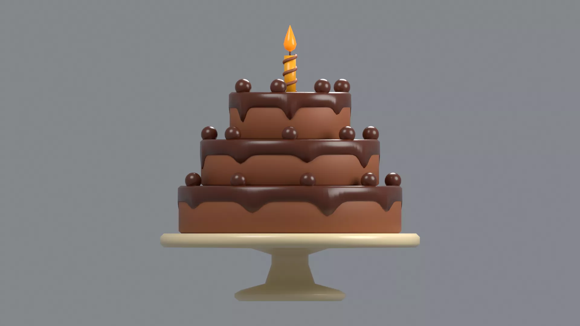 Cartoon Birthday Cake Low-poly 3D model