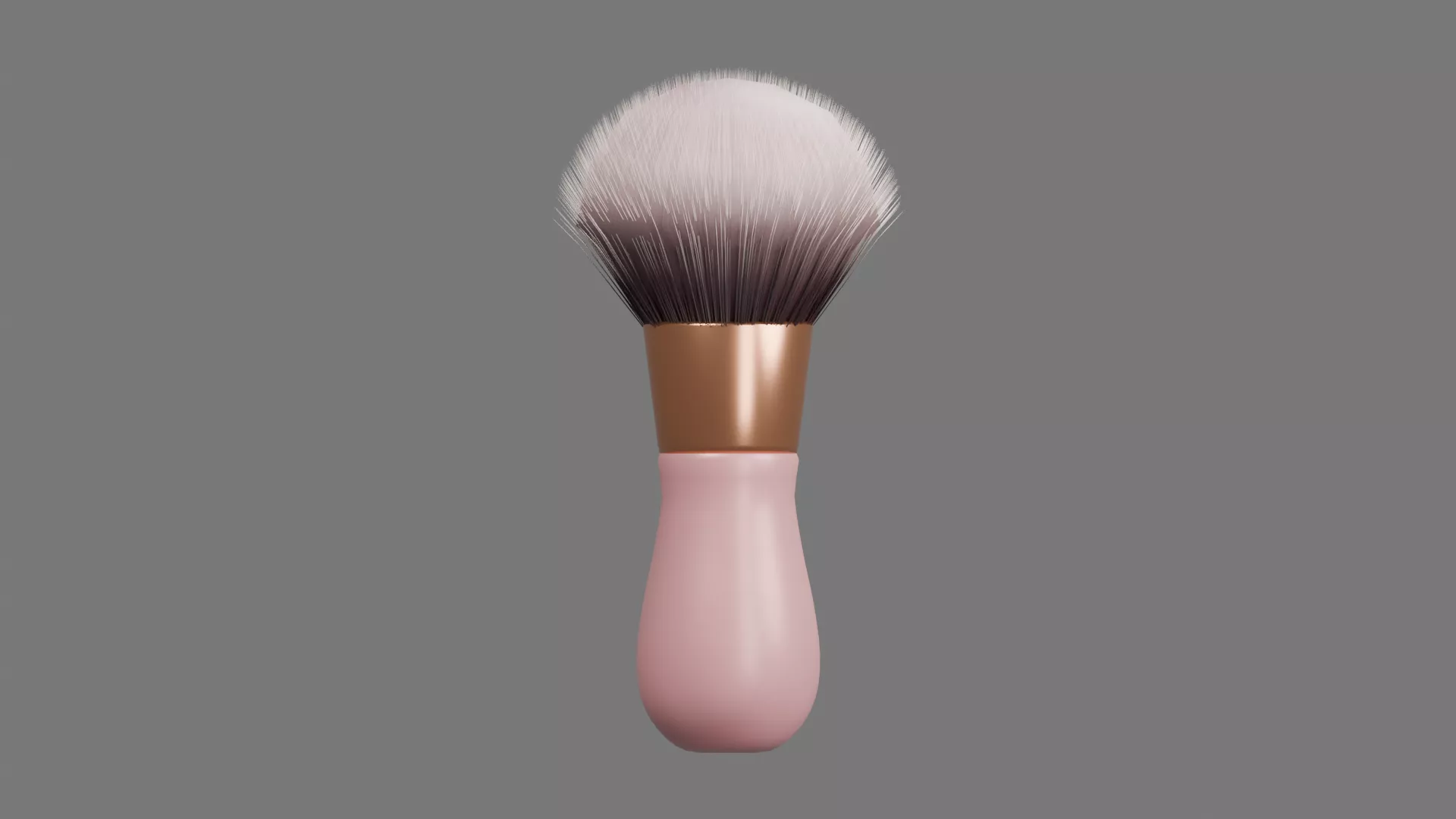 Round Powder Brush with Pink Grip Low-poly 3D model