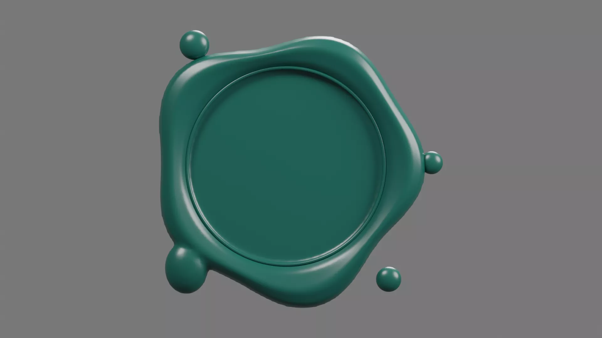 Teal Wax Seal with Scattered Droplets Low-poly 3D model