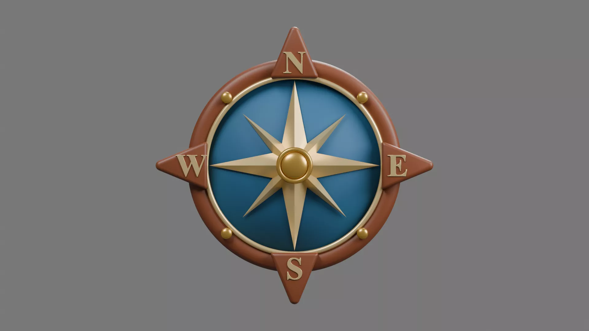 Bronze Rimmed Blue Navigation Rose Low-poly 3D model