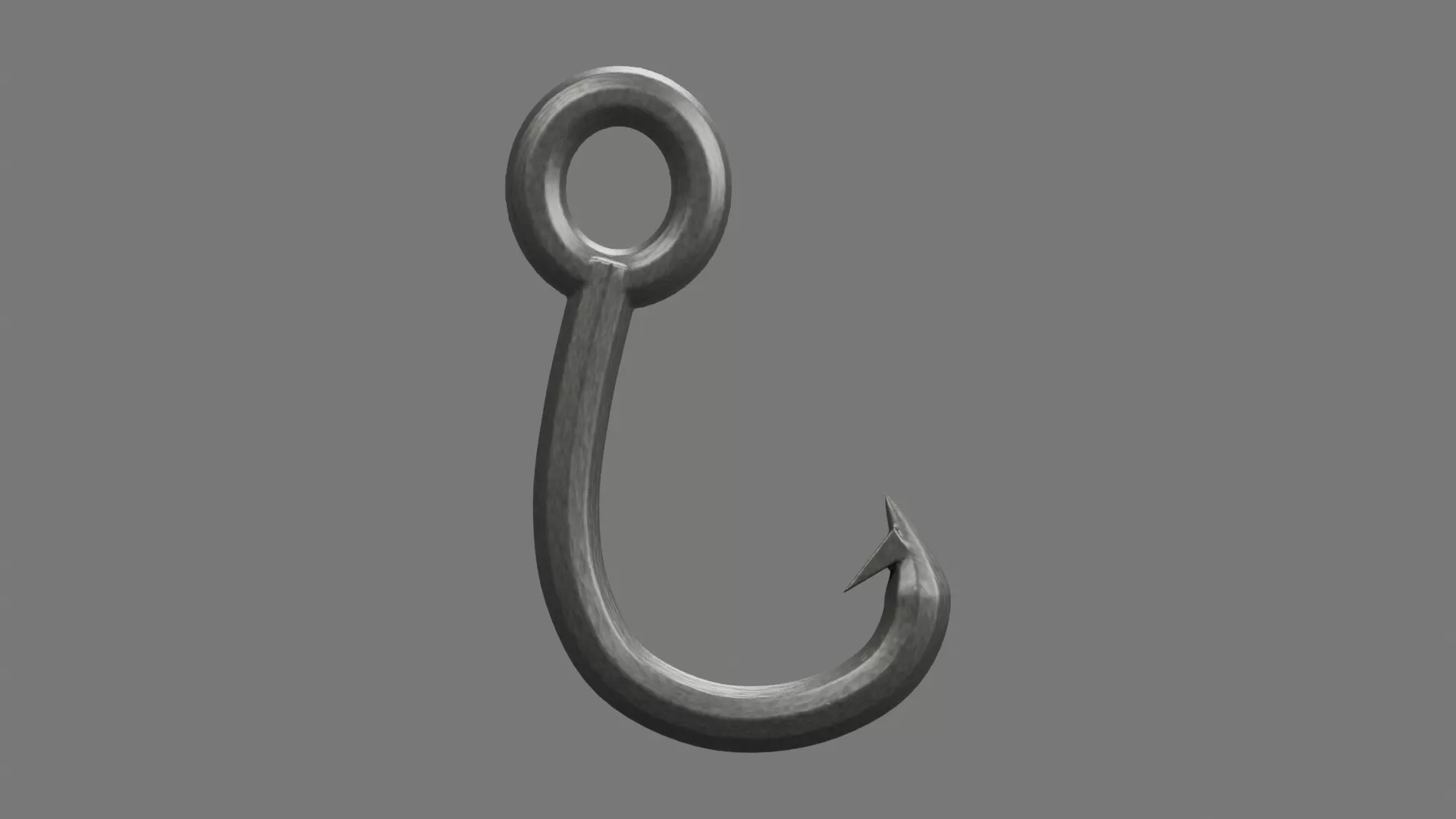 Heavy Silver Fishing Hook with Round Eye Low-poly 3D model