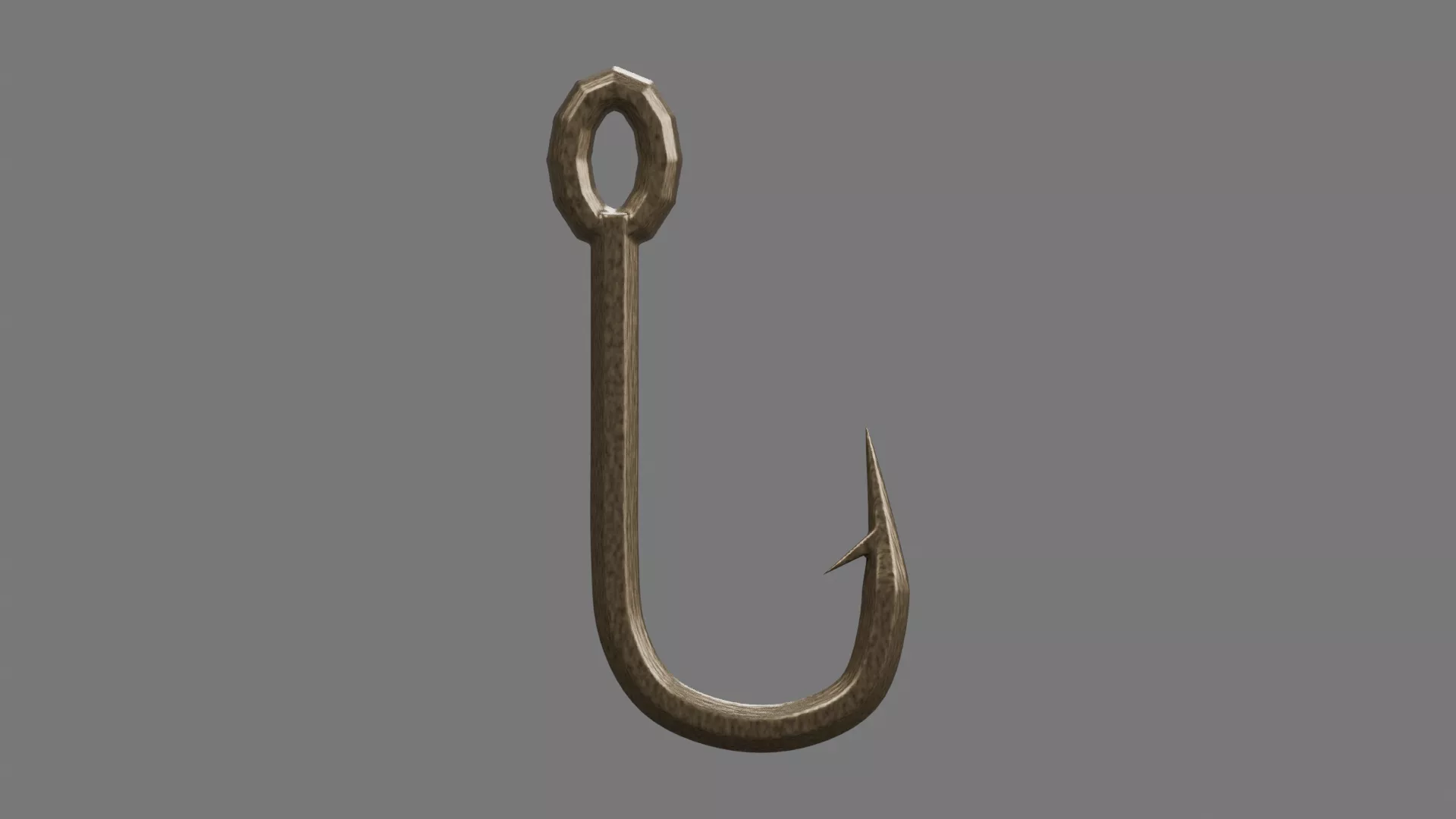 Brass Angling Hook with Curved Point Low-poly 3D model