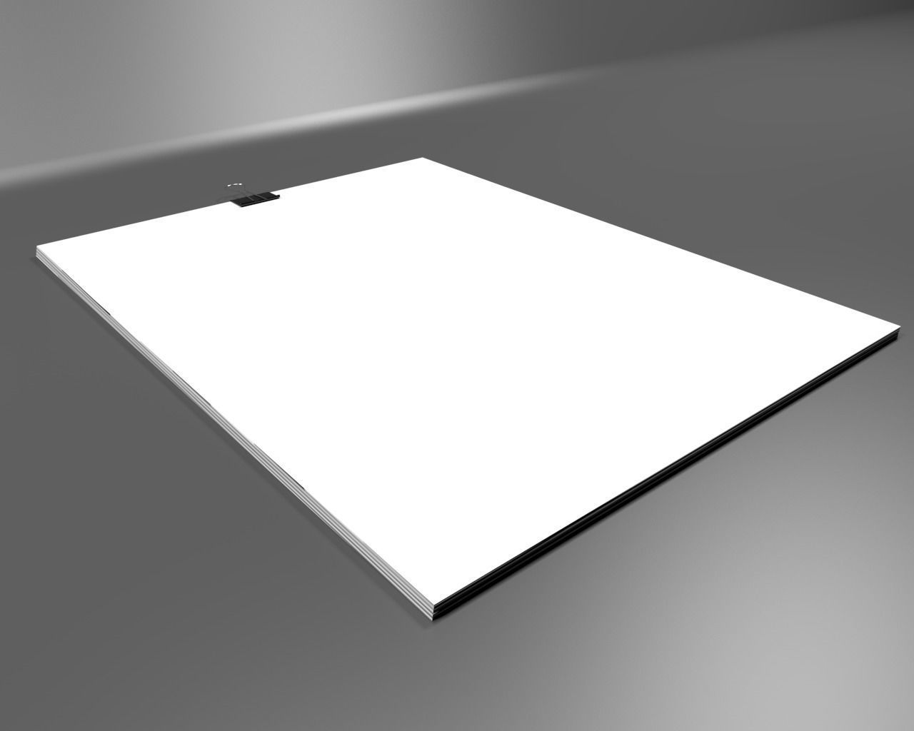 Stack of paper with Binder clip 3D model_0