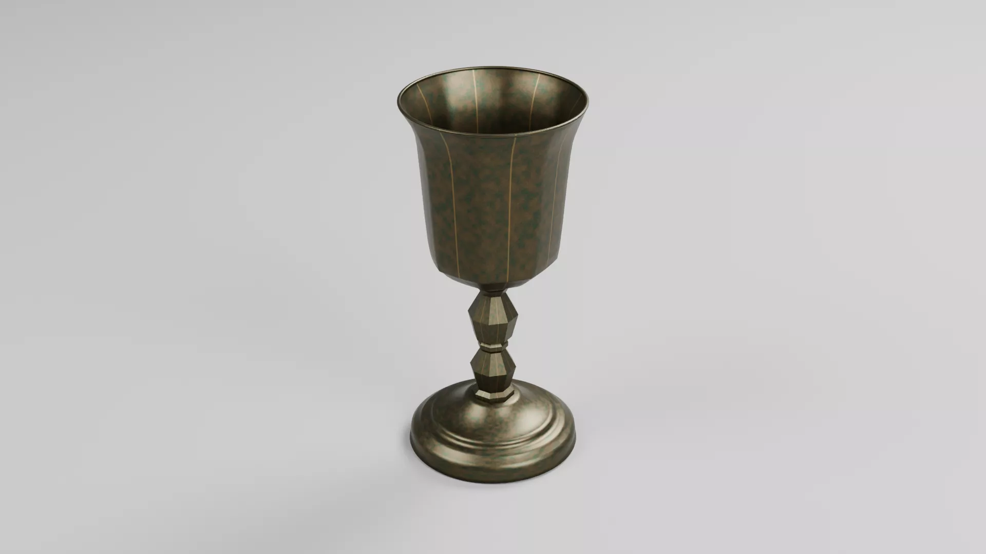 Aged Bronze Goblet with Twisted Stem Low-poly 3D model