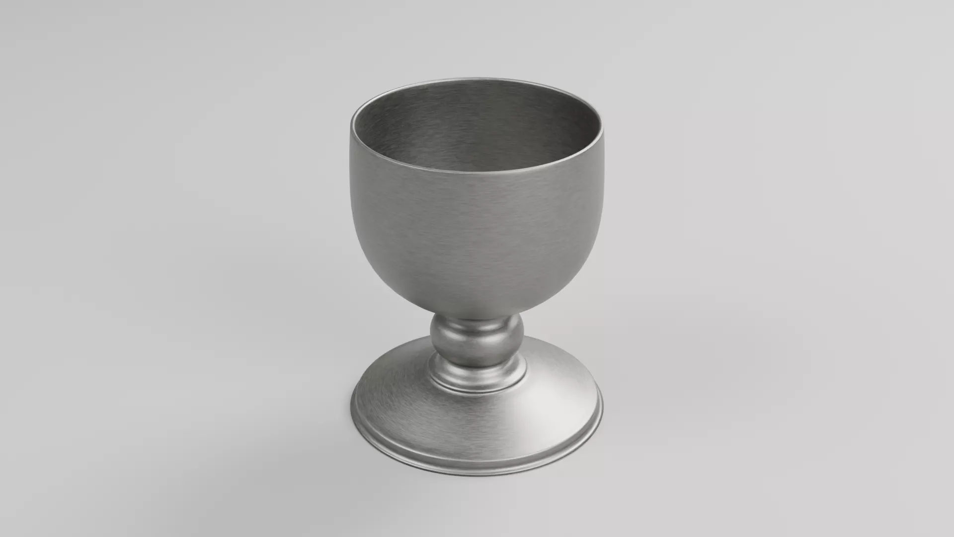 Wide Silver Drinking Cup on Short Stem Low-poly 3D model
