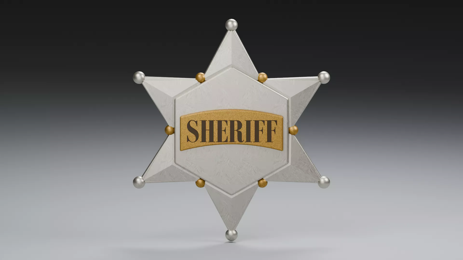 Silver Sheriff Star with Gold Lettering Low-poly 3D model