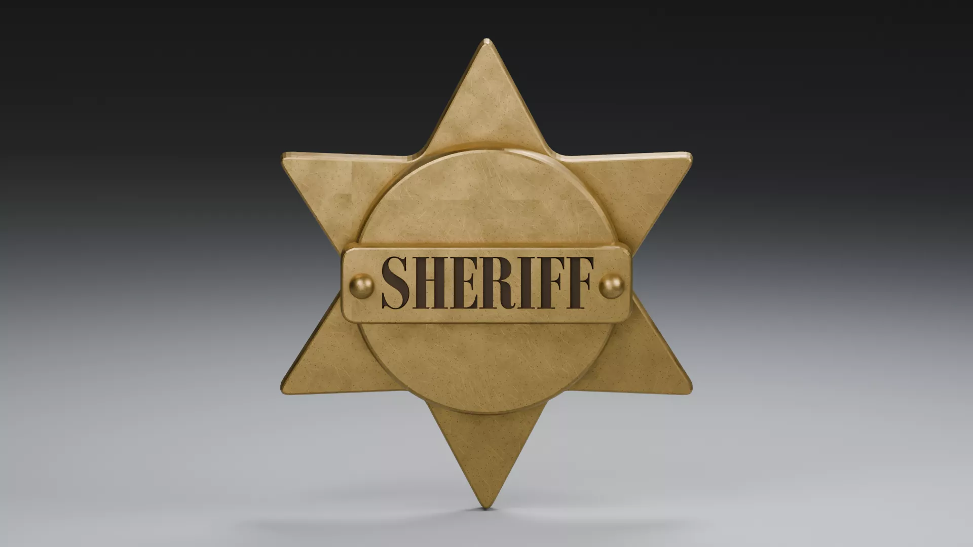 Golden Six Point Law Officer Badge Low-poly 3D model