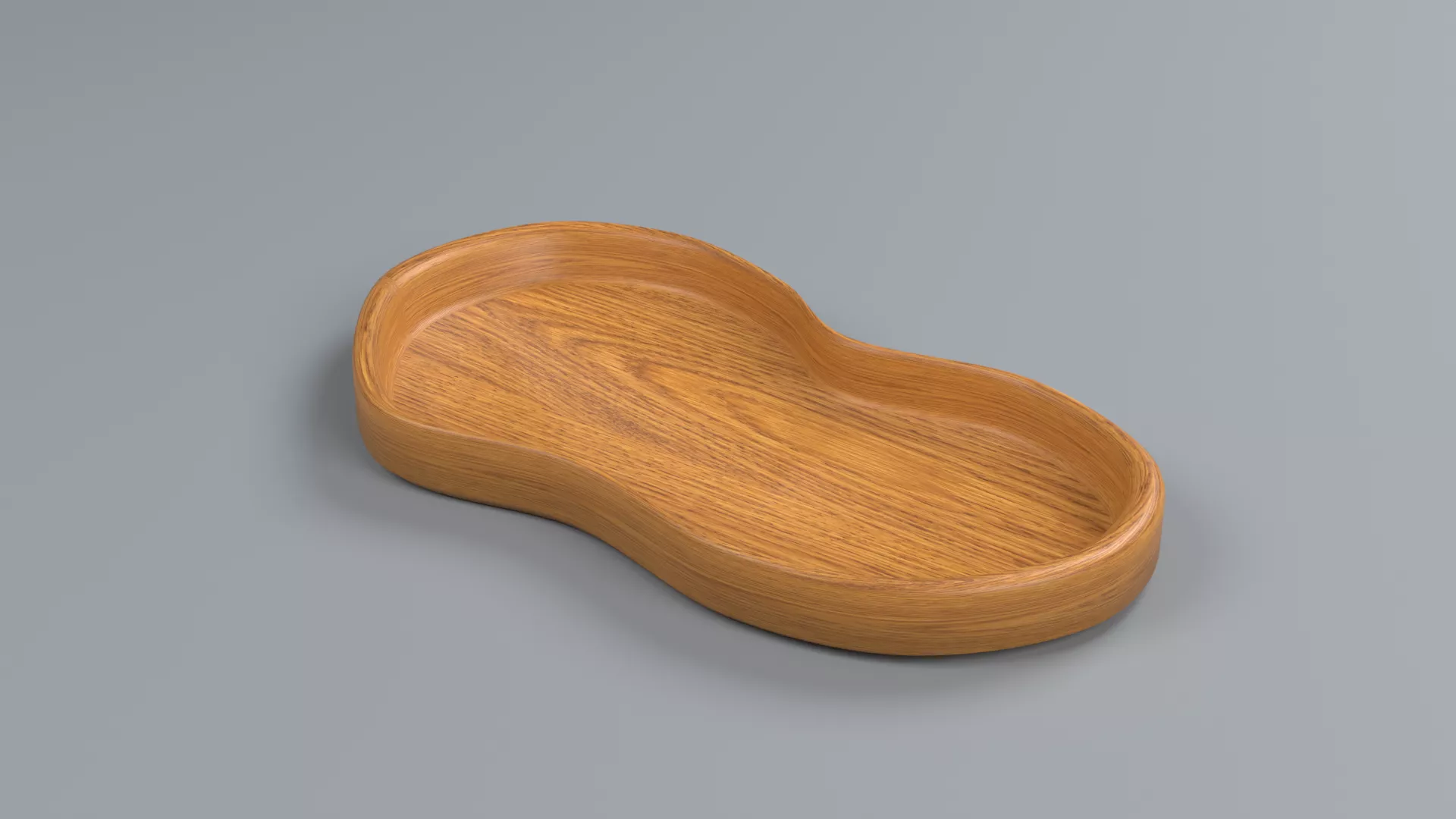 Organic Kidney Shaped Wooden Serving Tray Low-poly 3D model