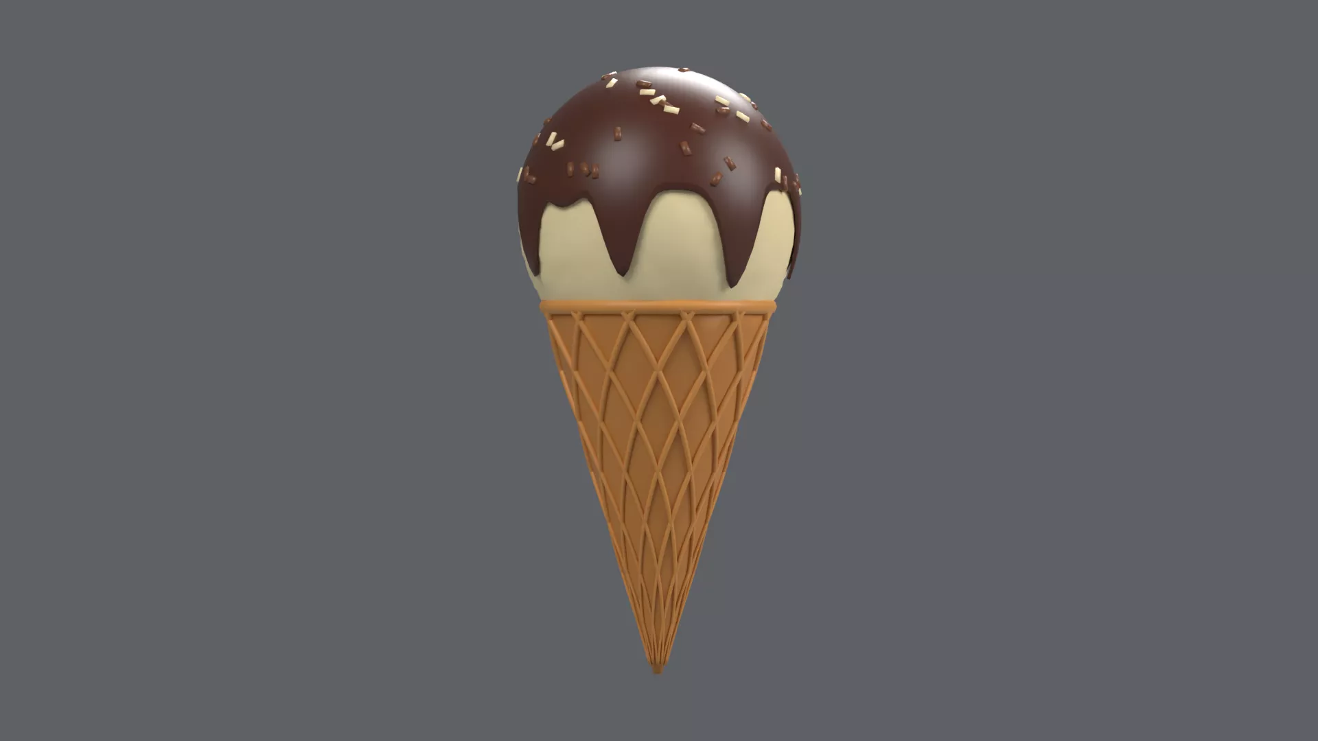 Vanilla Cone with Chocolate Dip and Sprinkles Low-poly 3D model